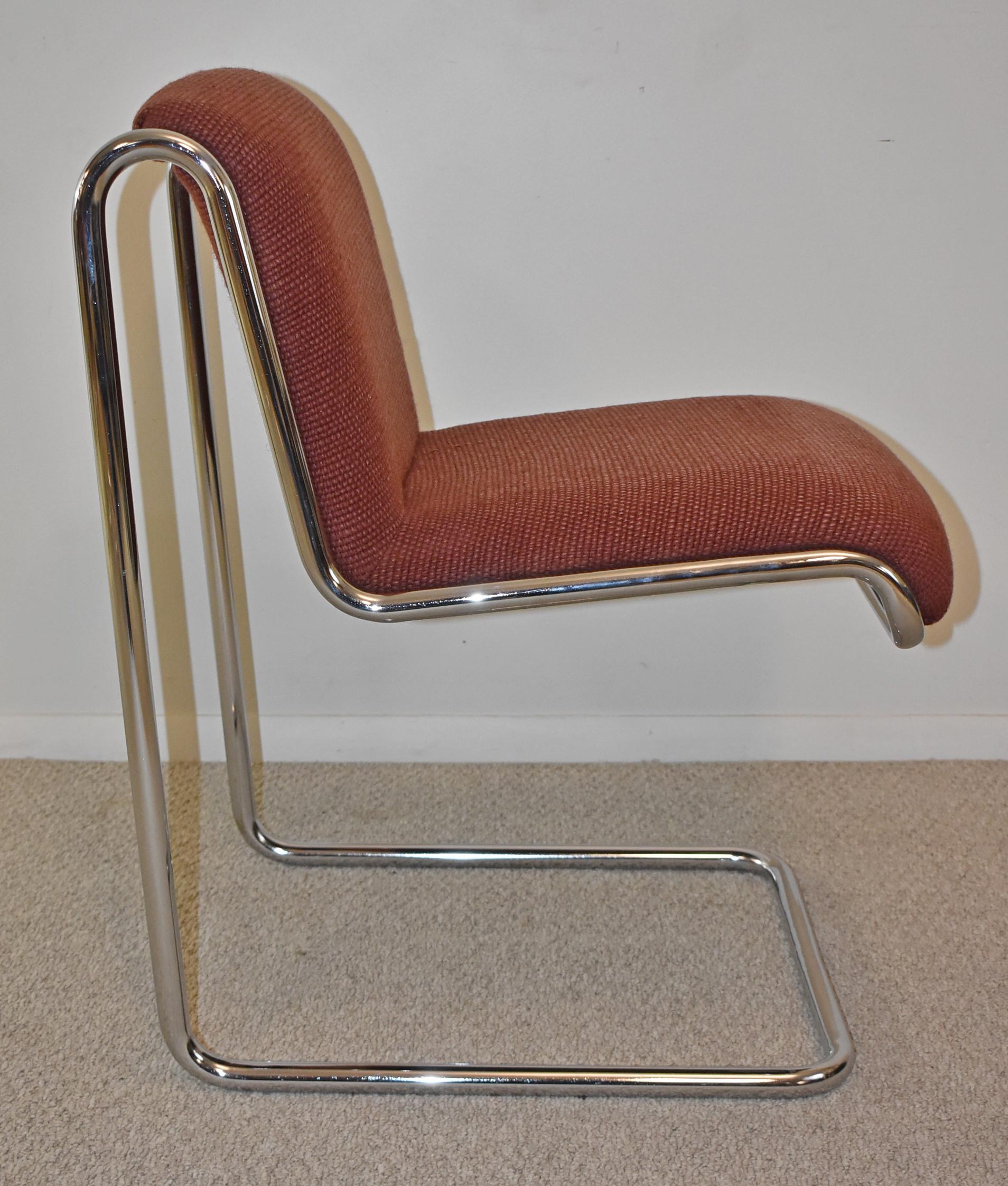 20th Century Set of 6 Thonet Chrome Upholstered Dining Chairs For Sale