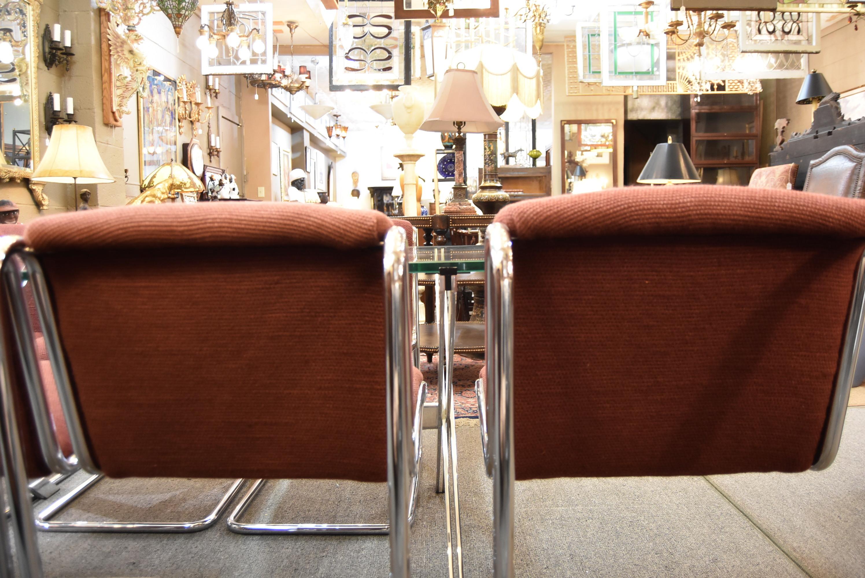 Set of 6 Thonet Chrome Upholstered Dining Chairs 2
