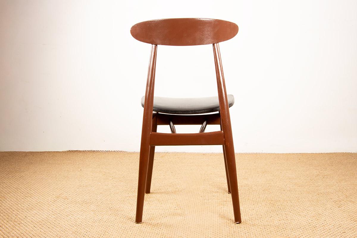 Set di 6 sedie da pranzo Thonet in legno laccato marrone e similpelle nera, 196 in vendita 5