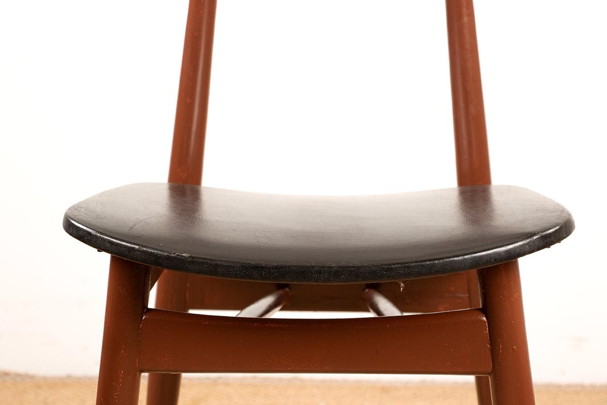 Tedesco Set di 6 sedie da pranzo Thonet in legno laccato marrone e similpelle nera, 196 in vendita