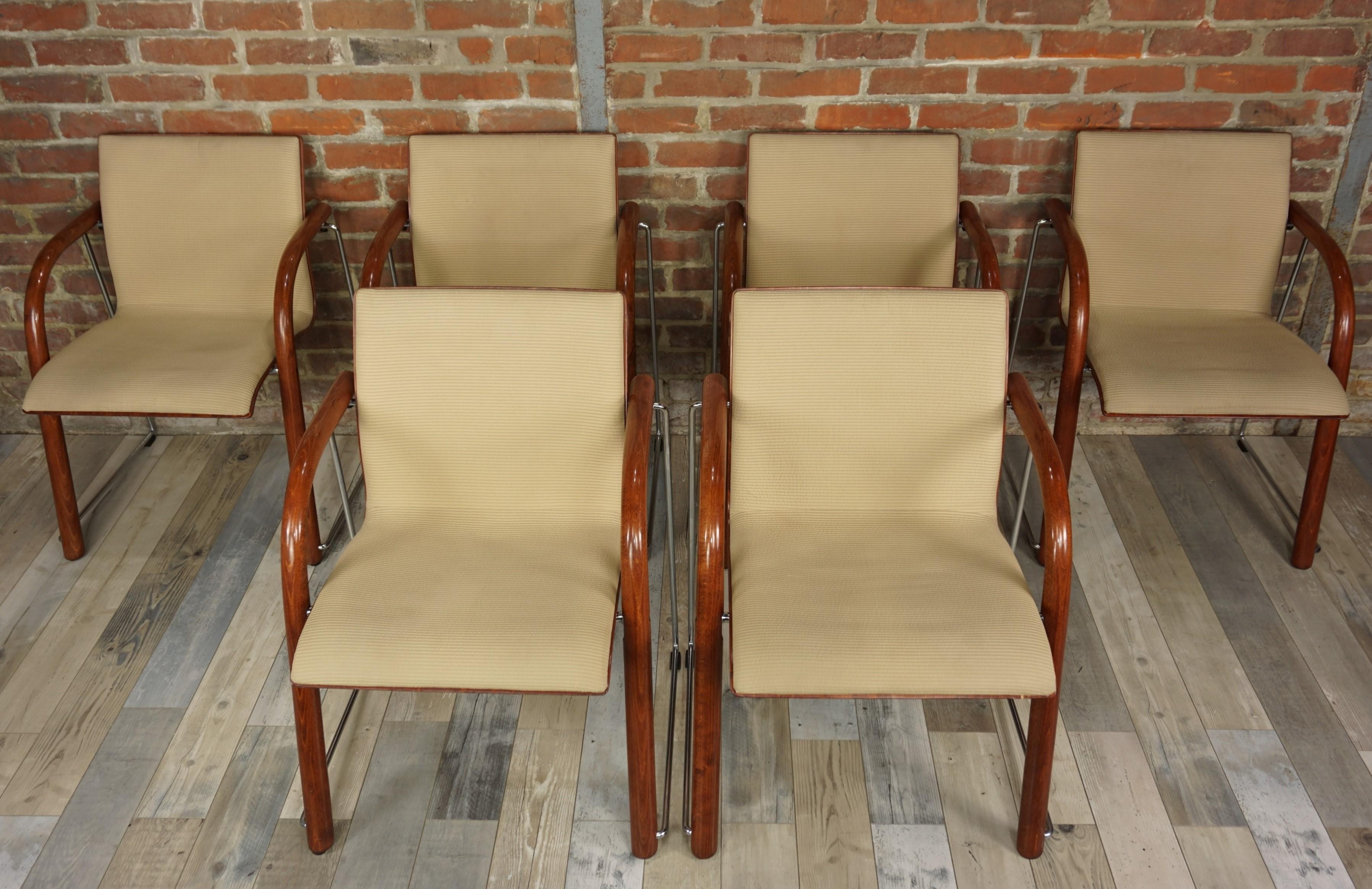 Set of 6 Thonet S320 Armchairs 1980s Design by Ulrich Böhme and Wulf Schneider 4