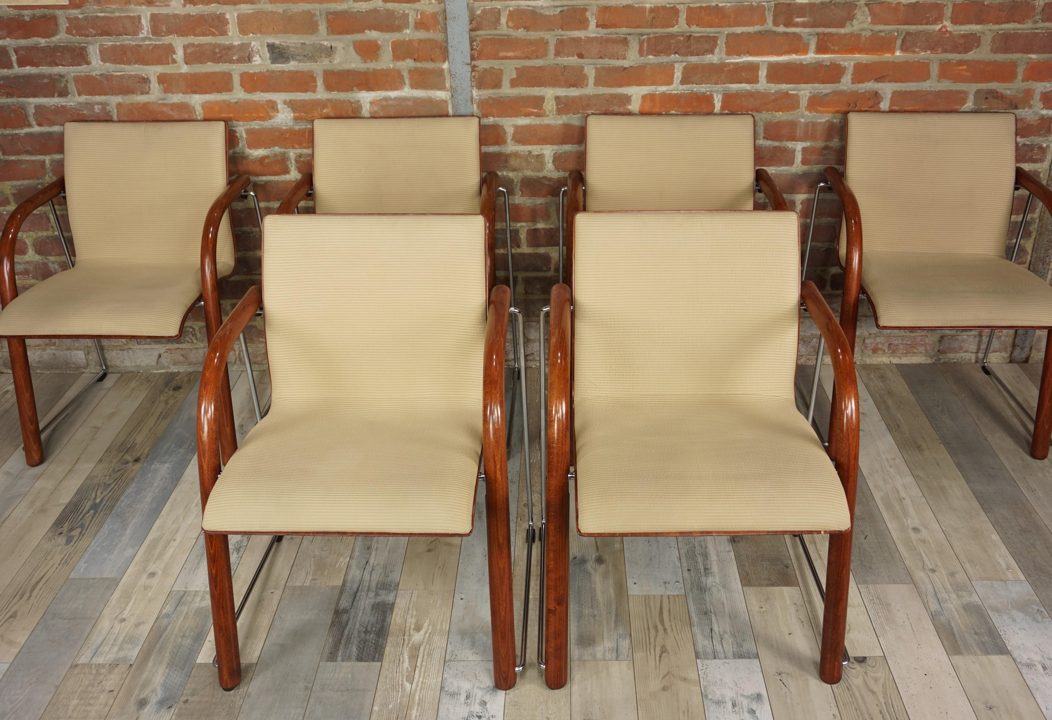 Set of 6 Thonet S320 Armchairs 1980s Design by Ulrich Böhme and Wulf Schneider 9