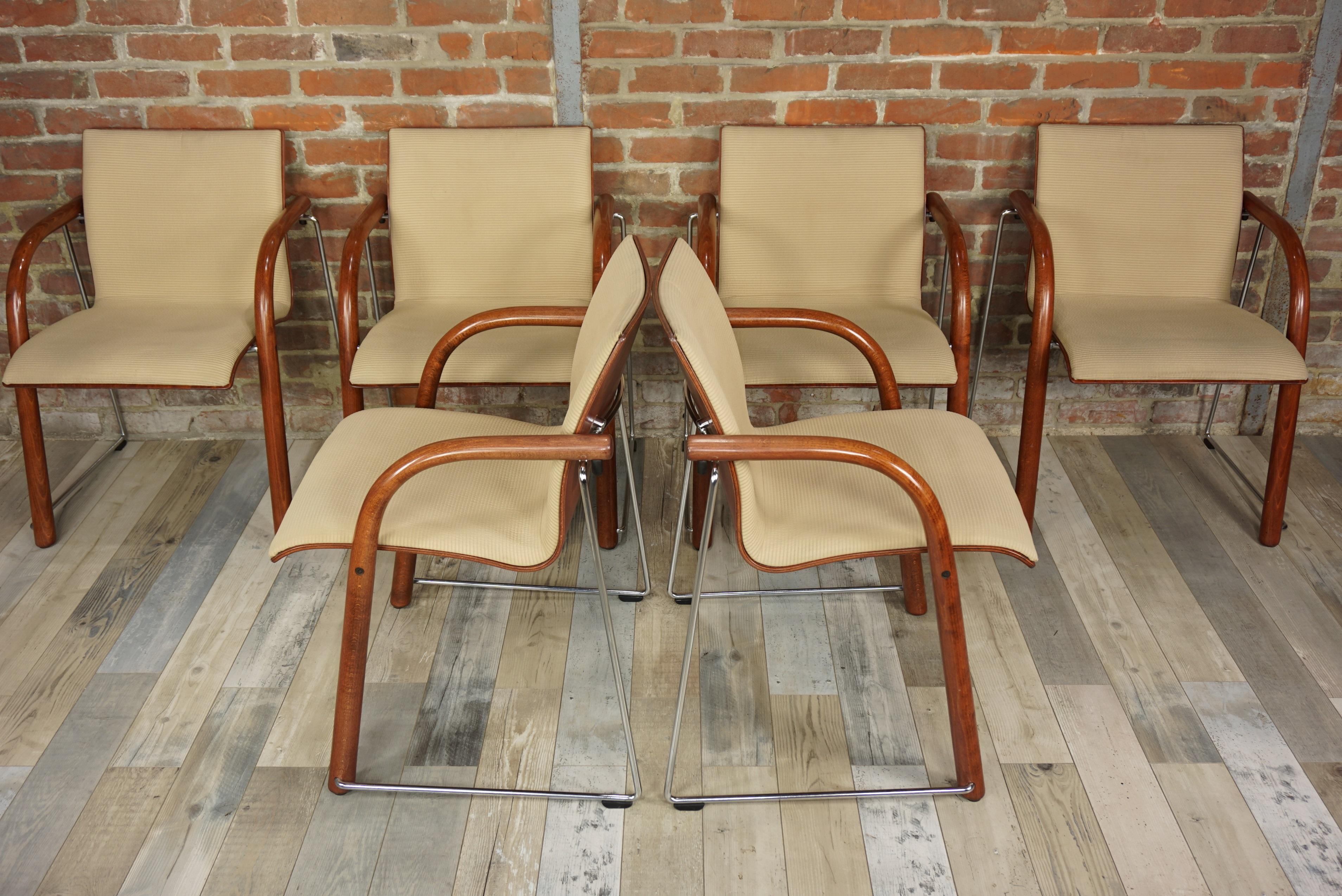 Set of 6 Thonet S320 Armchairs 1980s Design by Ulrich Böhme and Wulf Schneider 11