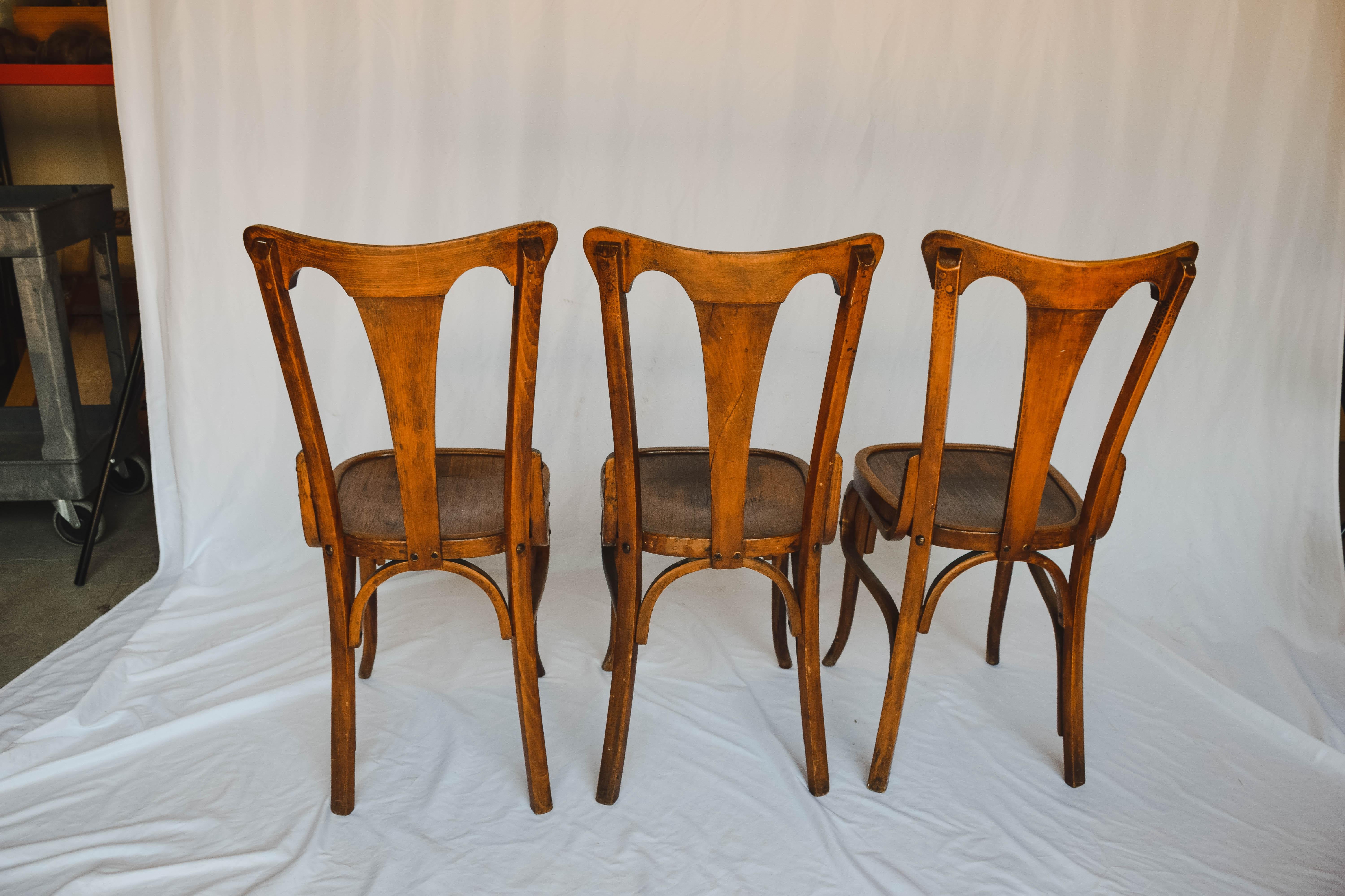 Austrian Set of 6 Thonet Style Bistro Chairs