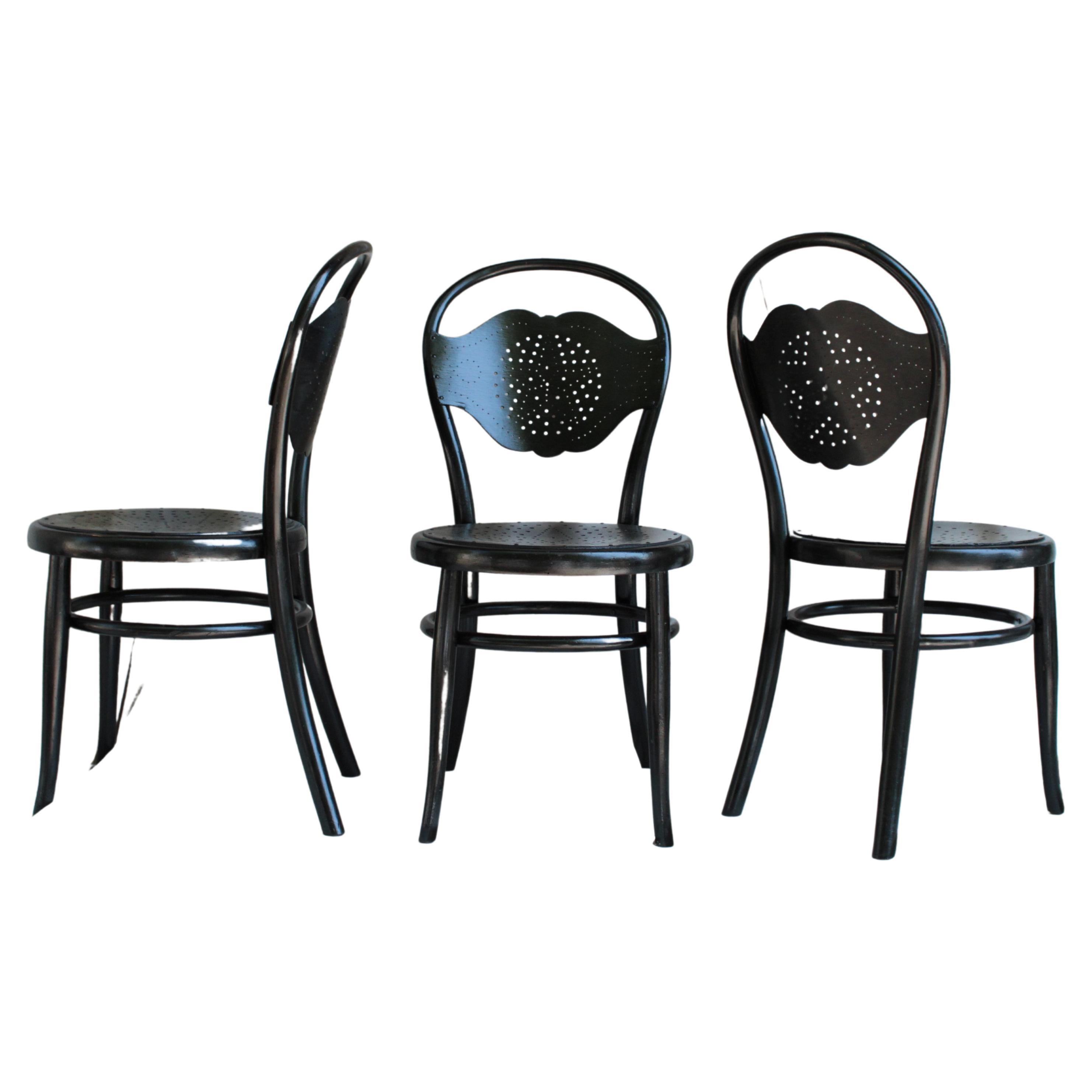 Set of 6 Thonne Chairs, Lacquered in Black