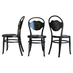 Antique Set of 6 Thonne Chairs, Lacquered in Black