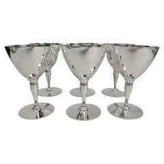Set of 6 Tiffany & Co. American Art Deco Sterling Silver Cocktail Cups