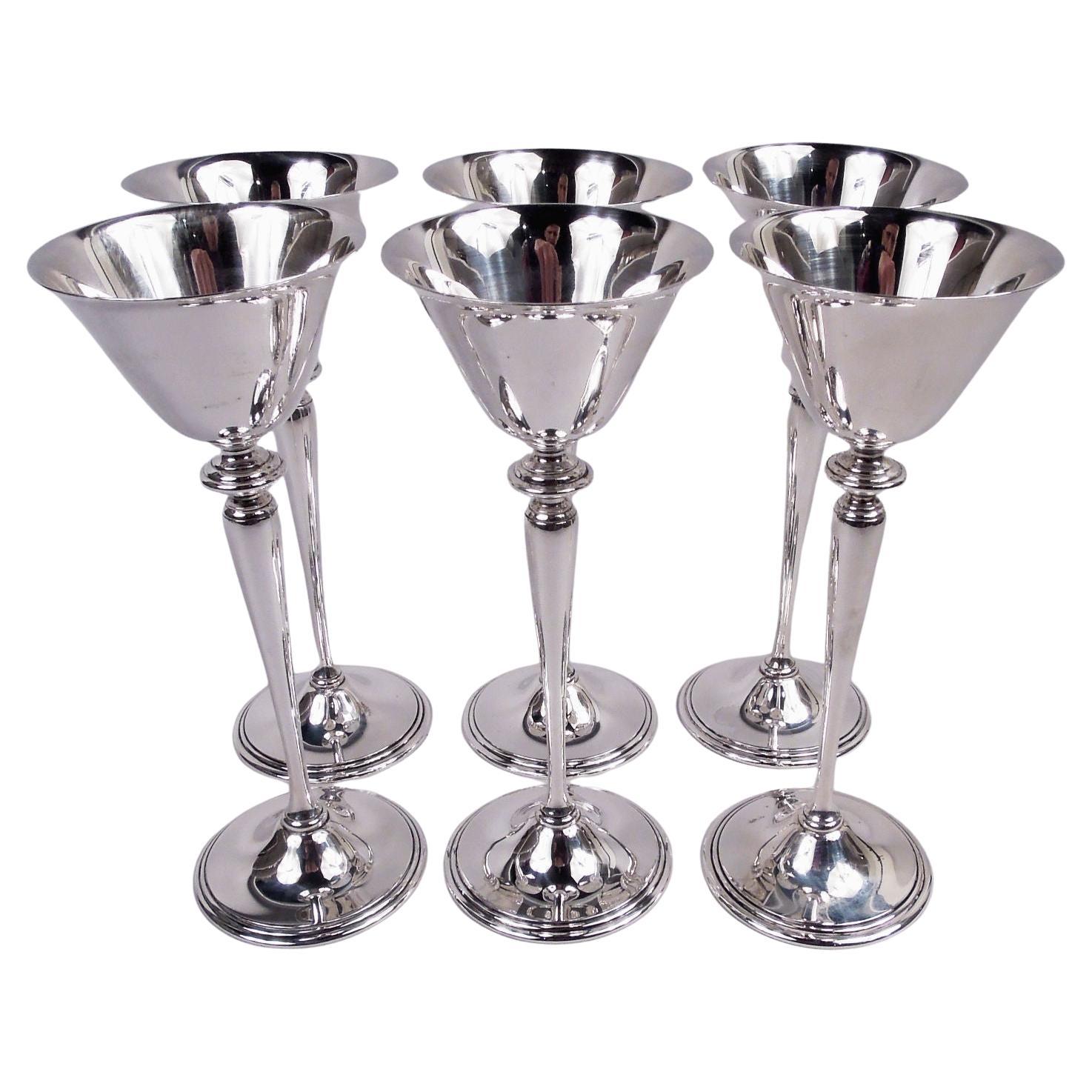 Lot de 6 tasses à cocktail Art Déco américaines d'une taille inhabituelle