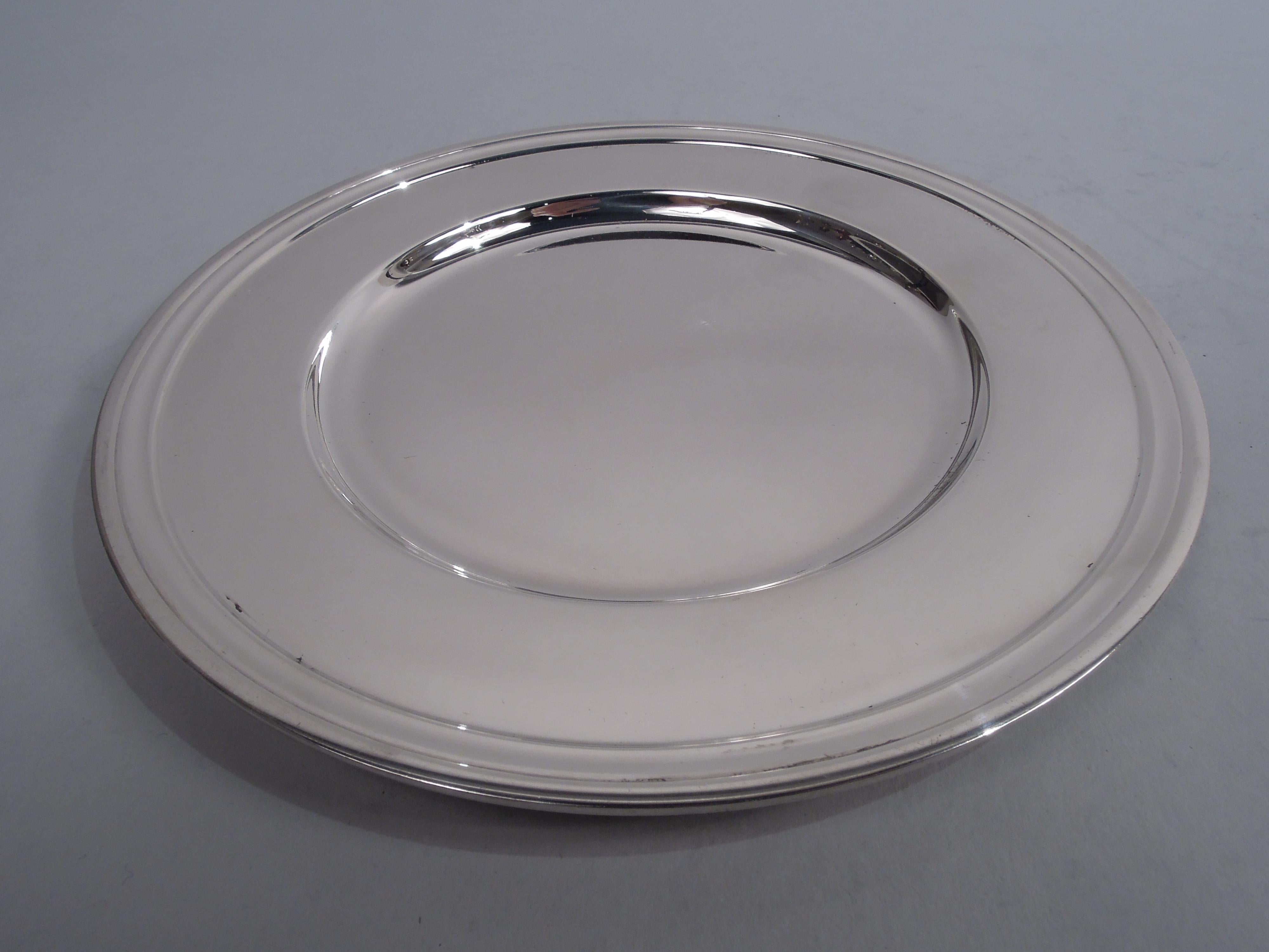 Set of 6 Tiffany American Modern Bread & Butter Plates In Good Condition In New York, NY