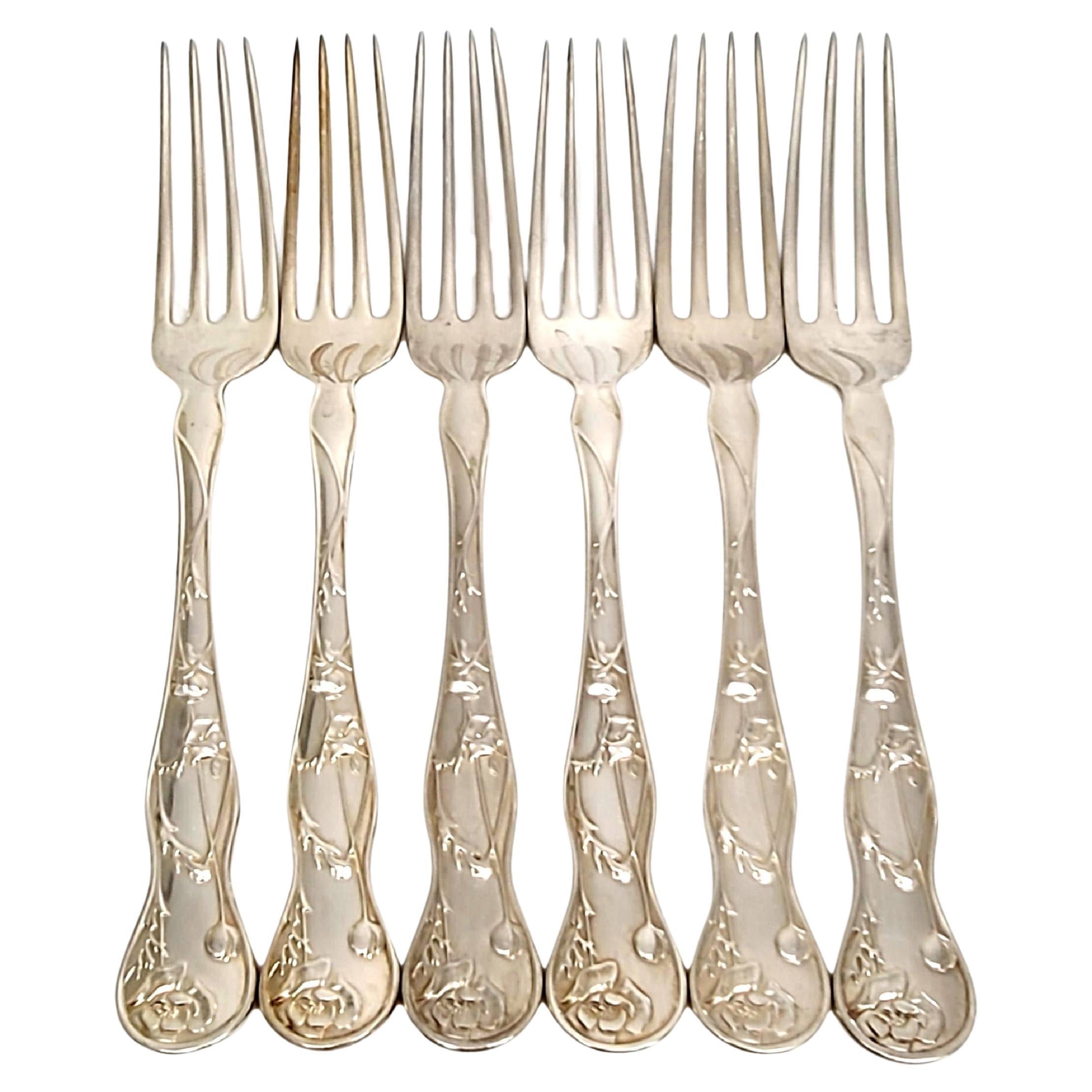 Set of 6 Tiffany & Co American Garden Sterling Silver Dinner Forks