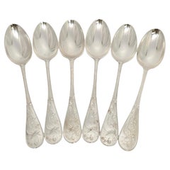 Set of 6 Tiffany & Co Audubon Sterling Silver Teaspoons 6 1/4" #19051