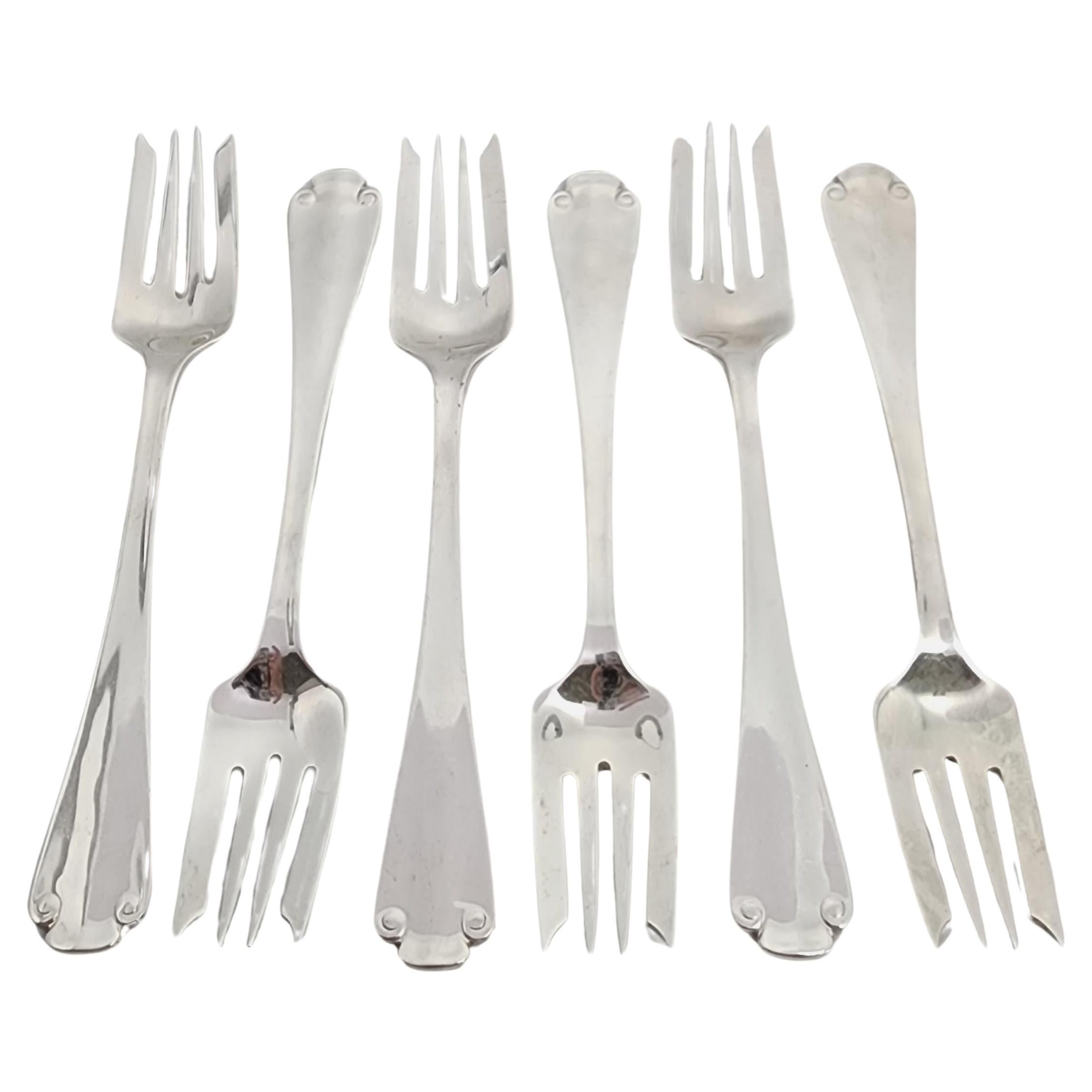 Set of 6 Tiffany & Co Flemish Sterling Silver Salad Forks 6 3/4" #15481