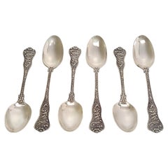 Antique Set of 6 Tiffany & Co Olympian Sterling Silver Teaspoons with Monogram