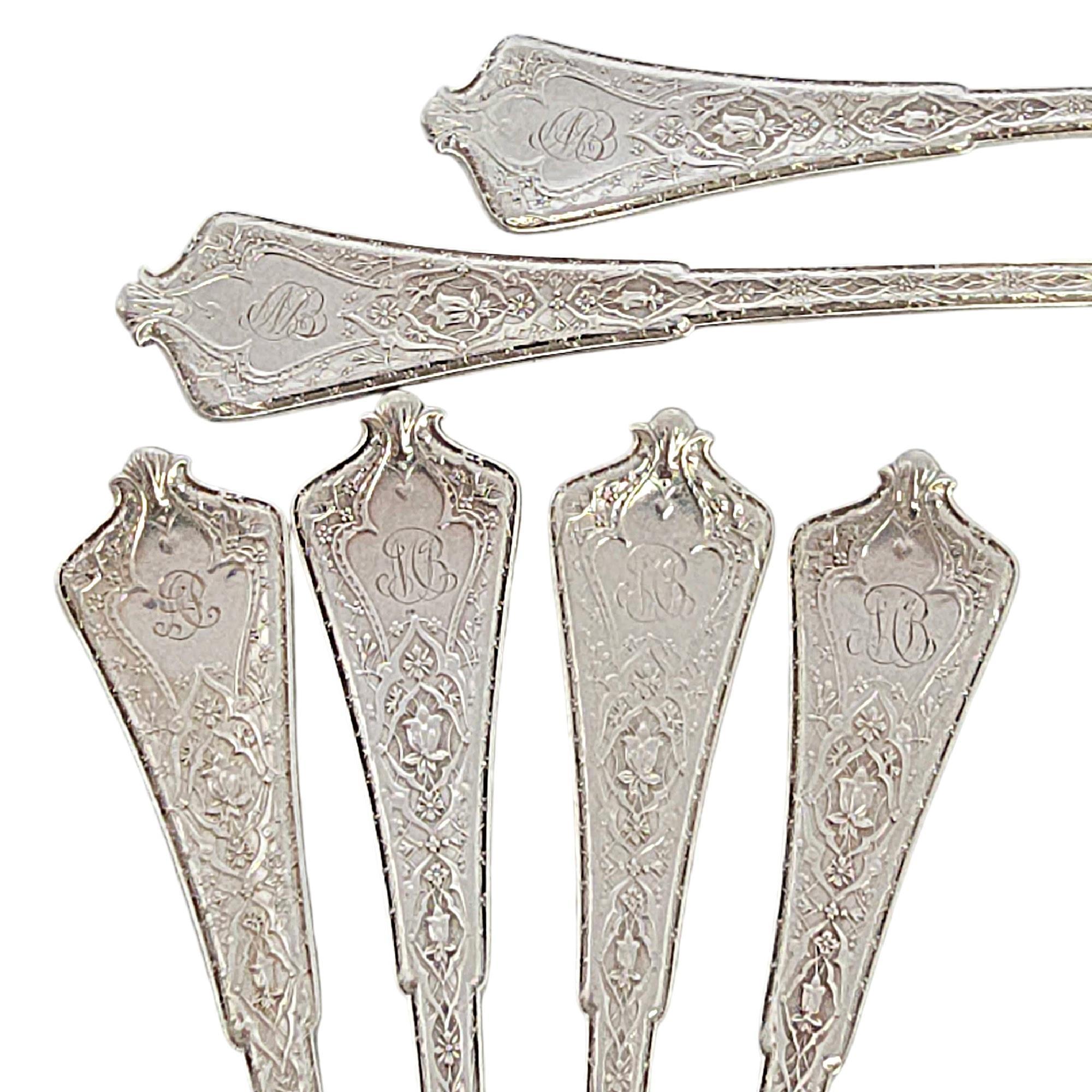Set of 6 Tiffany & Co Persian Sterling Silver Teaspoons w/Mono 6 1/8