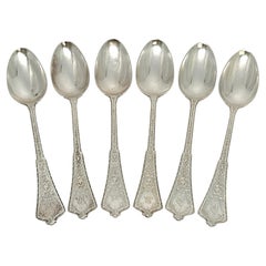 Set of 6 Tiffany & Co Persian Sterling Silver Teaspoons w/Mono 6 1/8" #19067