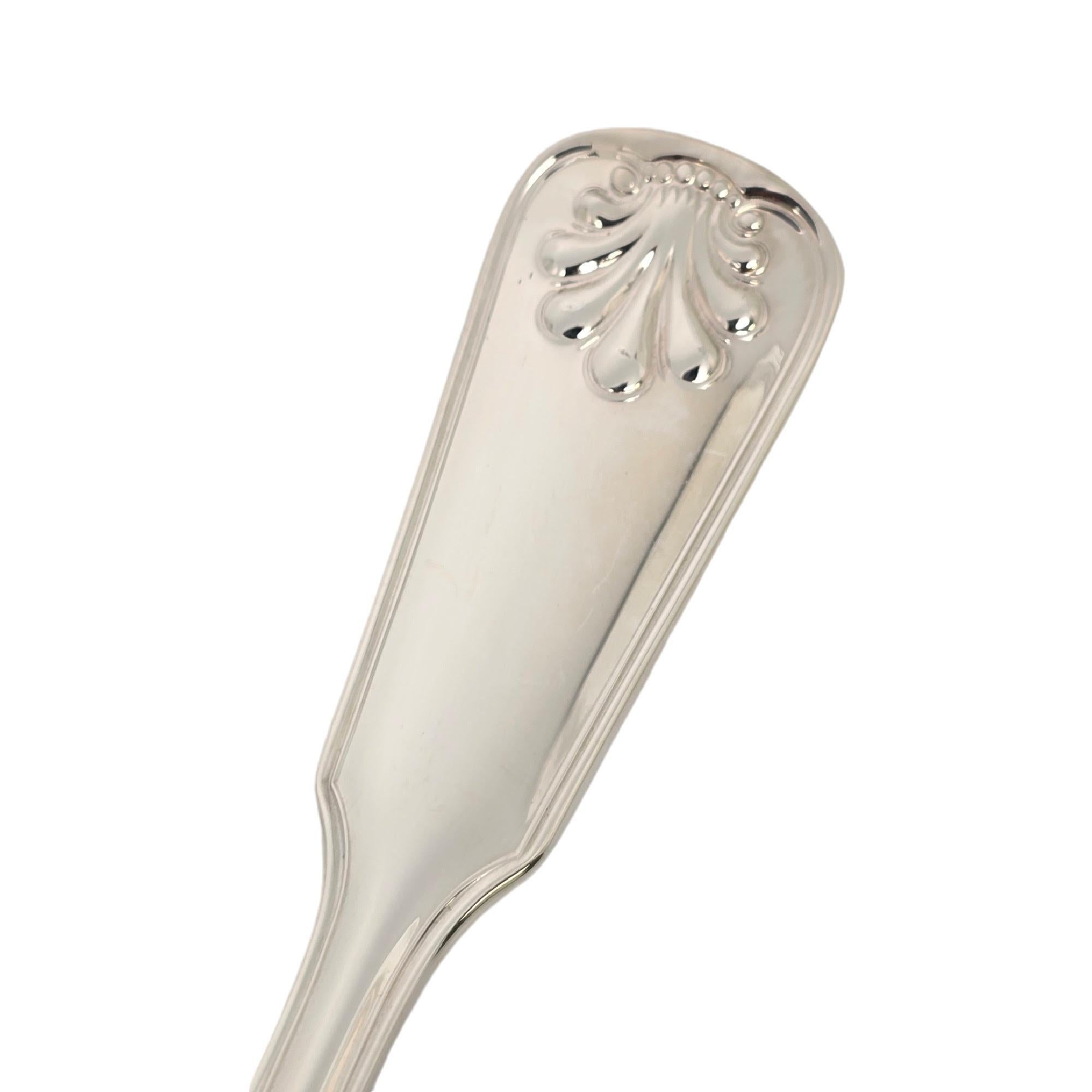 Set of 6 Tiffany & Co Shell & Thread Sterling Silver Oval Soup Spoons 7