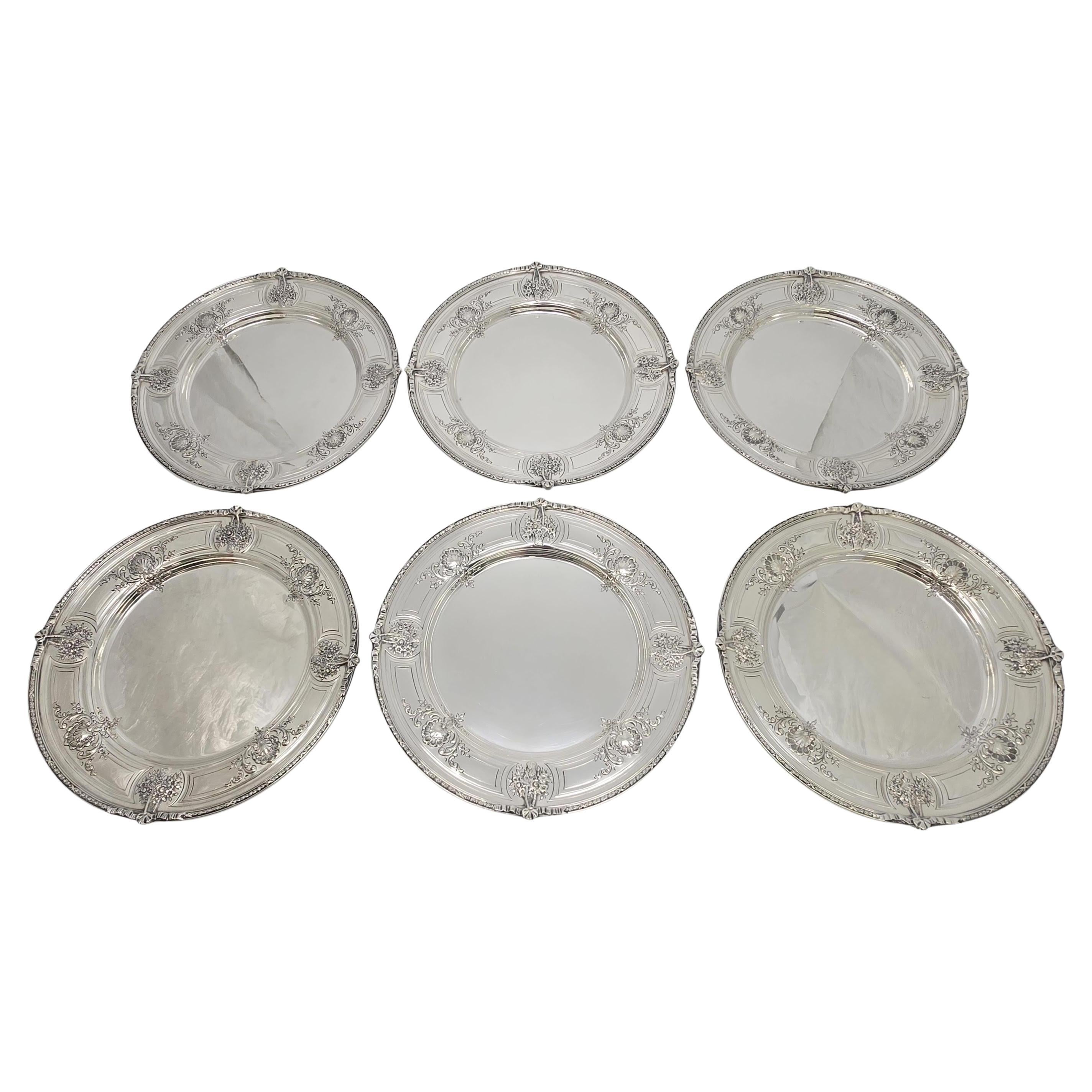 Juego de 6 platos de plata de ley Tiffany & Co para ensalada de 7" 5810/134 #18800