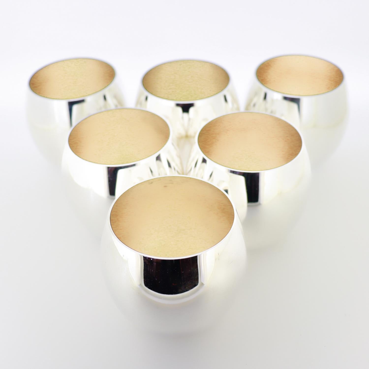 Doré Lot de 6 Tiffany & Co. Gobelets ou tasses à cocktail en A Silver en vente