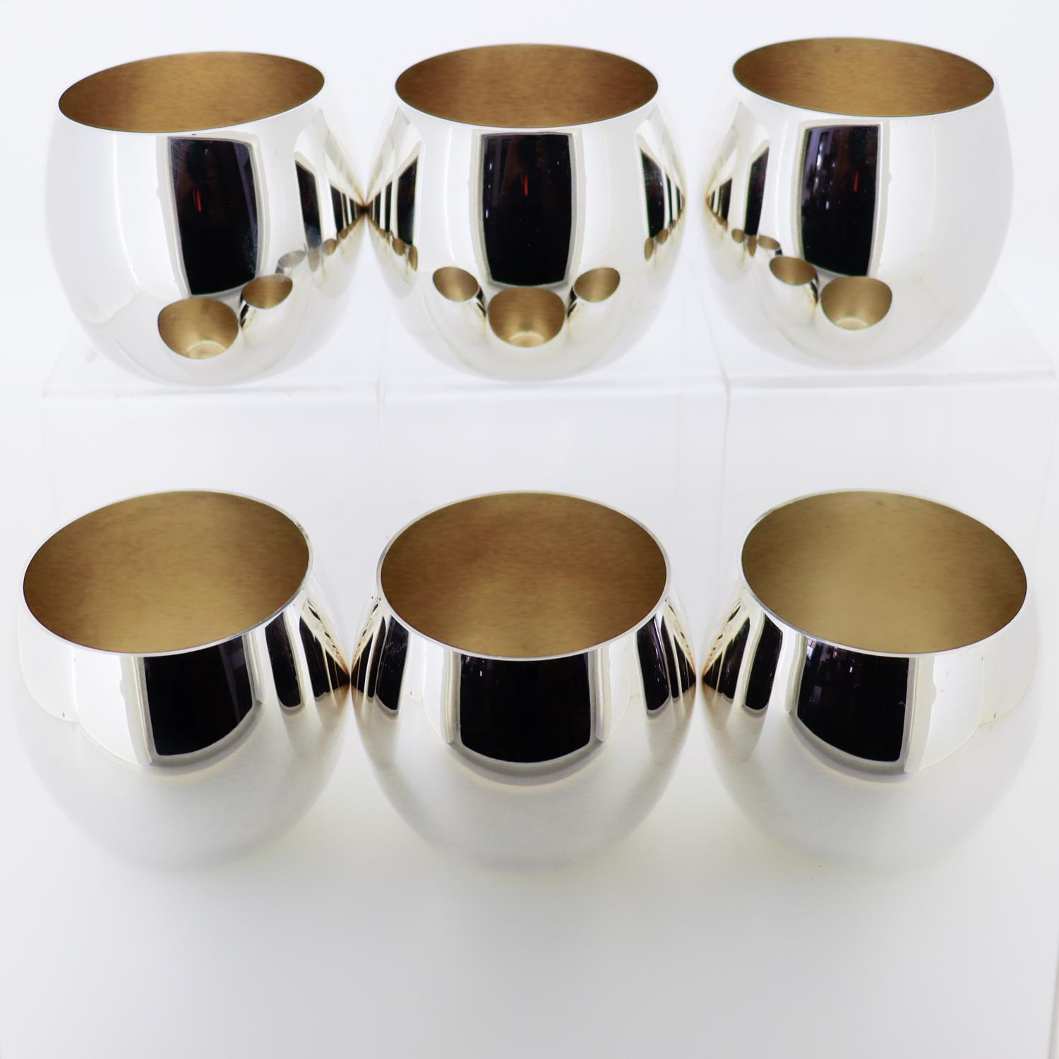 20ième siècle Lot de 6 Tiffany & Co. Gobelets ou tasses à cocktail en A Silver en vente