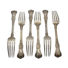 Set of 6 Tiffany & Co Sterling Silver English King Forks