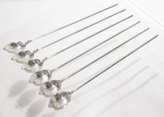 Set of 6 Tiffany & Co. Sterling Silver Leaf Form Ice Tea Straws