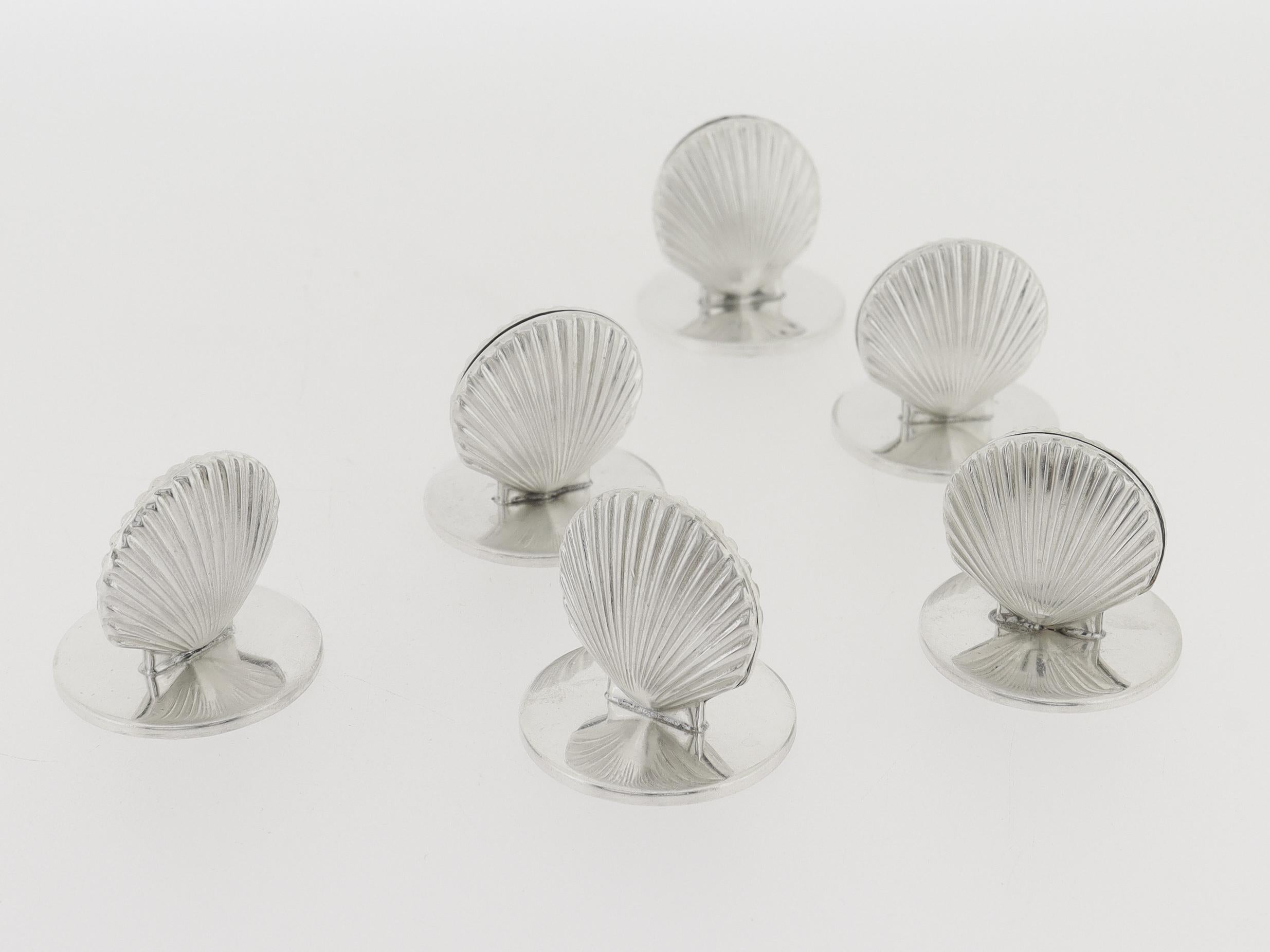 Set of 6 Tiffany & Co. Sterling Silver Scallop Sea Shell Placecard Holders en vente 3