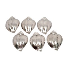 Set of 6 Tiffany & Co. Sterling Silver Small Heart Apple Shaped Dishes
