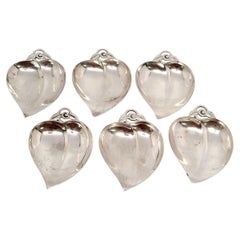 Set of 6 Tiffany & Co. Sterling Silver Small Heart Apple Shaped Dishes