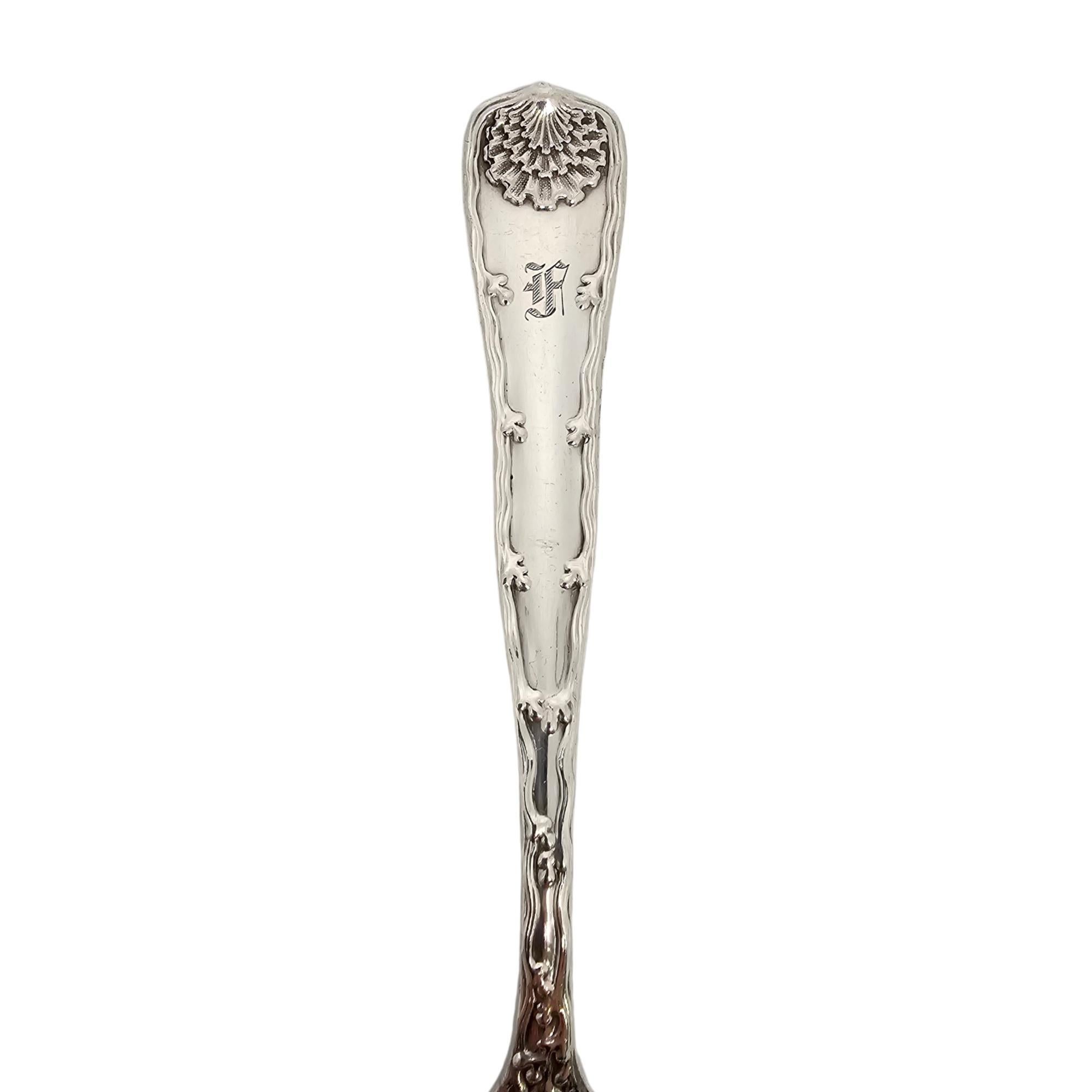 Women's or Men's Set of 6 Tiffany & Co Wave Edge Sterling Silver Forks w/Monogram 7 1/8