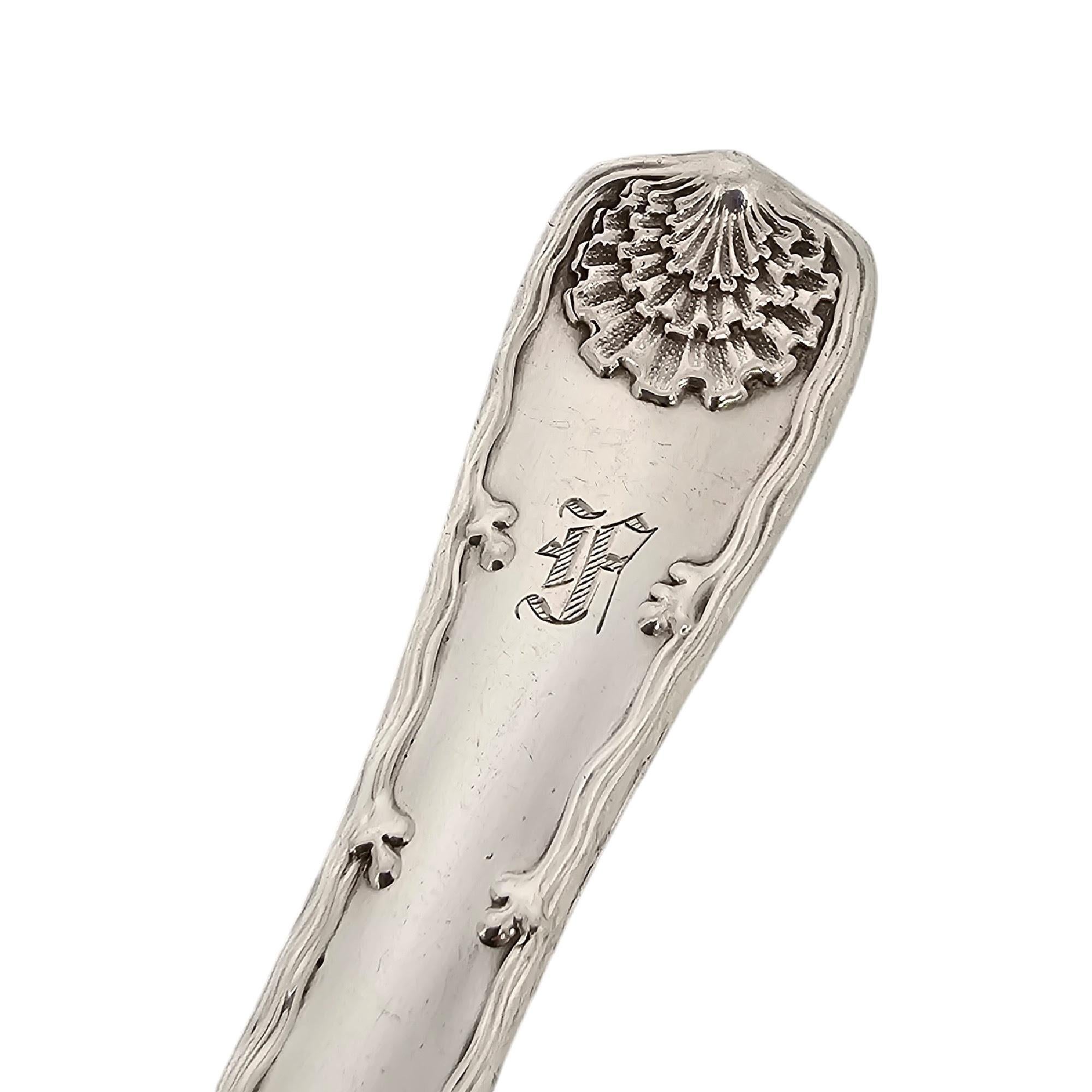 Set of 6 Tiffany & Co Wave Edge Sterling Silver Forks w/Monogram 7 1/8