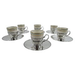 Set of 6 Tiffany Edwardian Demitasse Holders with Lenox Liners
