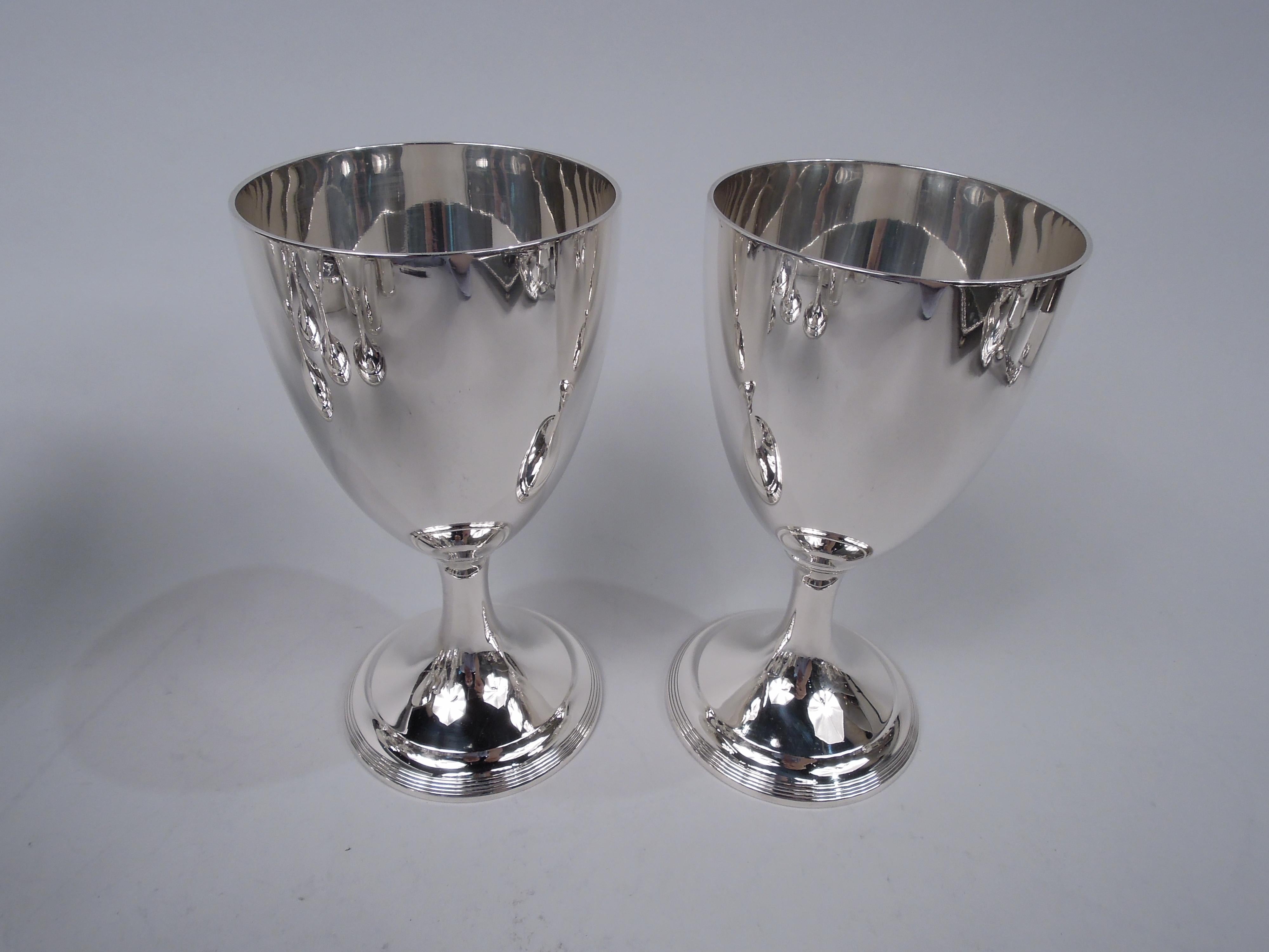 American Set of 6 Tiffany Georgian Neoclassical Sterling Silver Goblets
