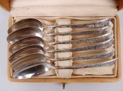 Set of 6 Tiffany Lap Over Edge Sterling Silver Teaspoons in Case