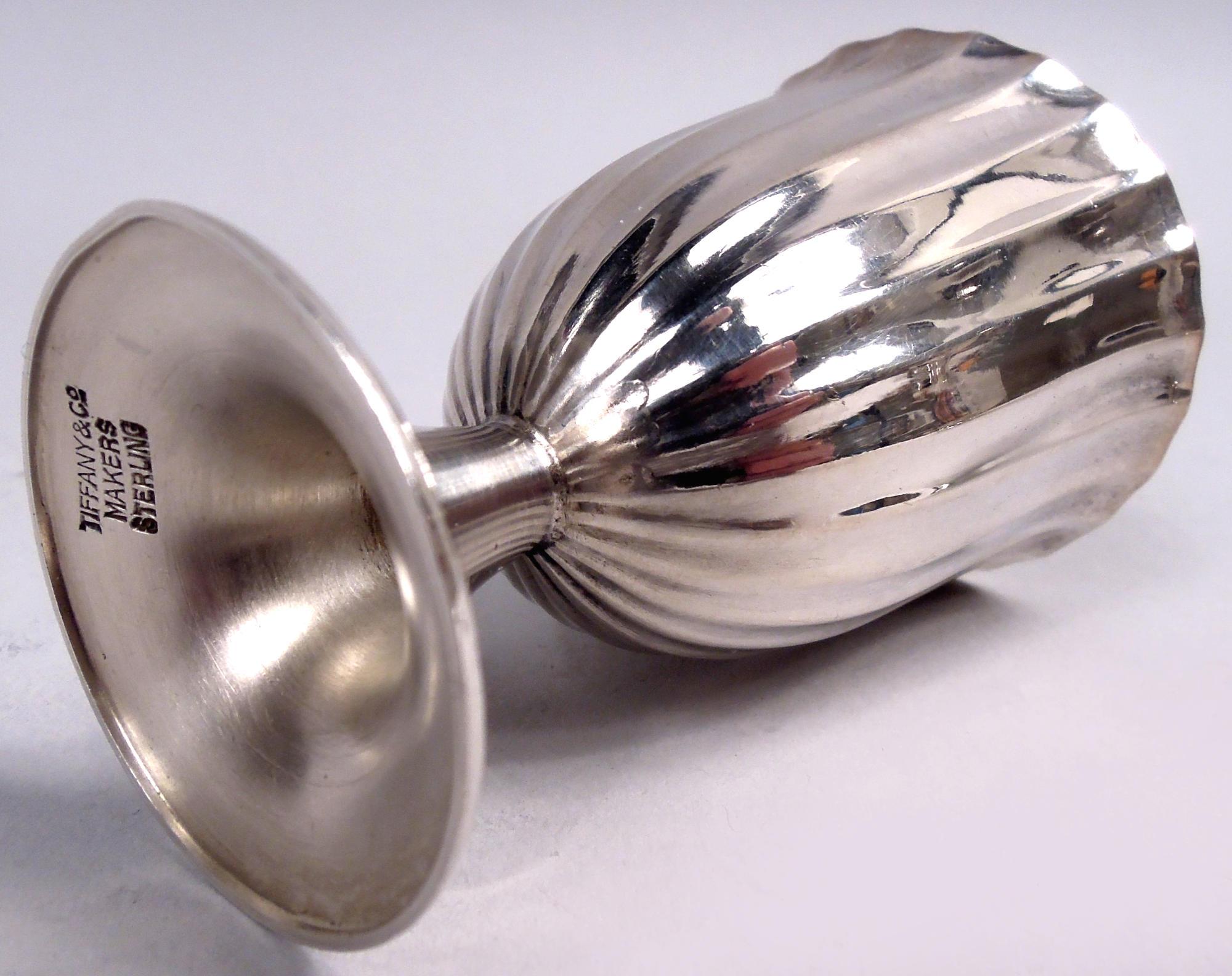 Gilt Set of 6 Tiffany Midcentury Classical Sterling Silver Cordial Cups
