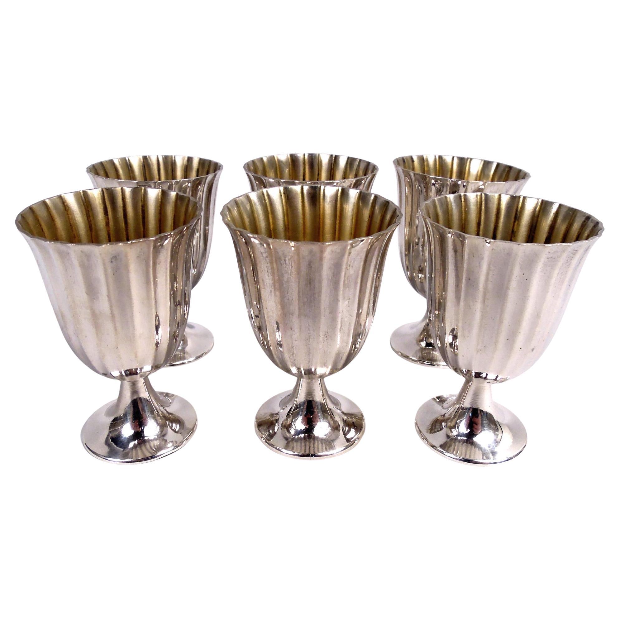 Set of 6 Tiffany Midcentury Classical Sterling Silver Cordial Cups