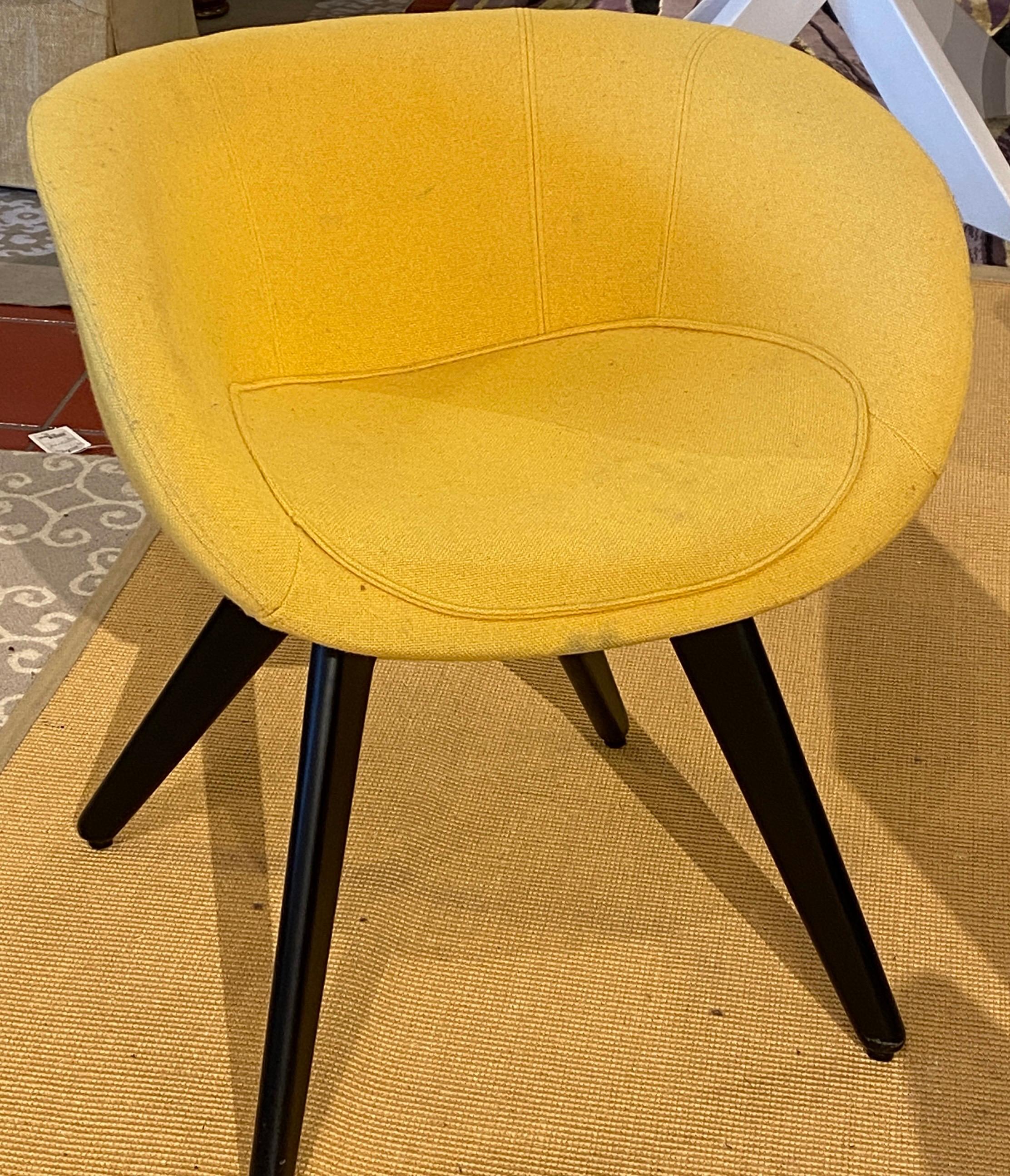 Set of 6 Tom Dixon Custom Upholstered Yellow Scoop chairs.

Fabric has stains as seen in photos.