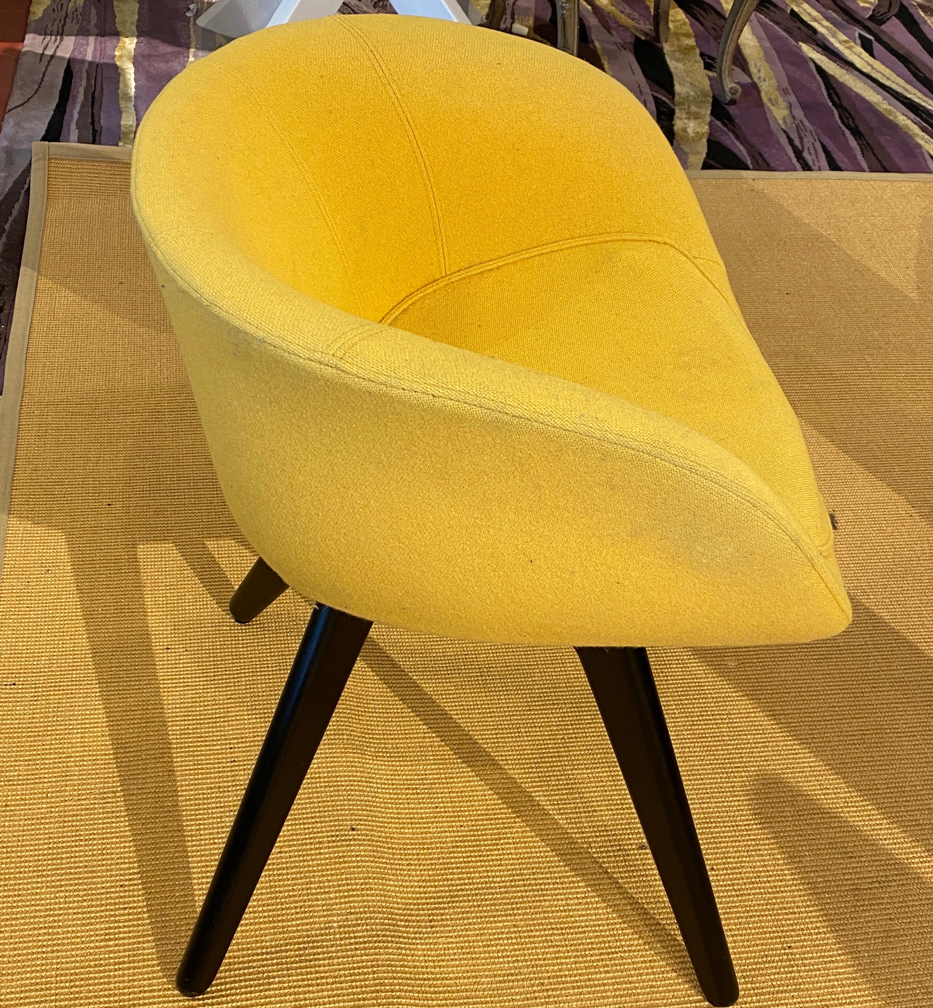 Set of 6 Tom Dixon Custom Upholstered Yellow Scoop Chairs In Good Condition In Bridgehampton, NY