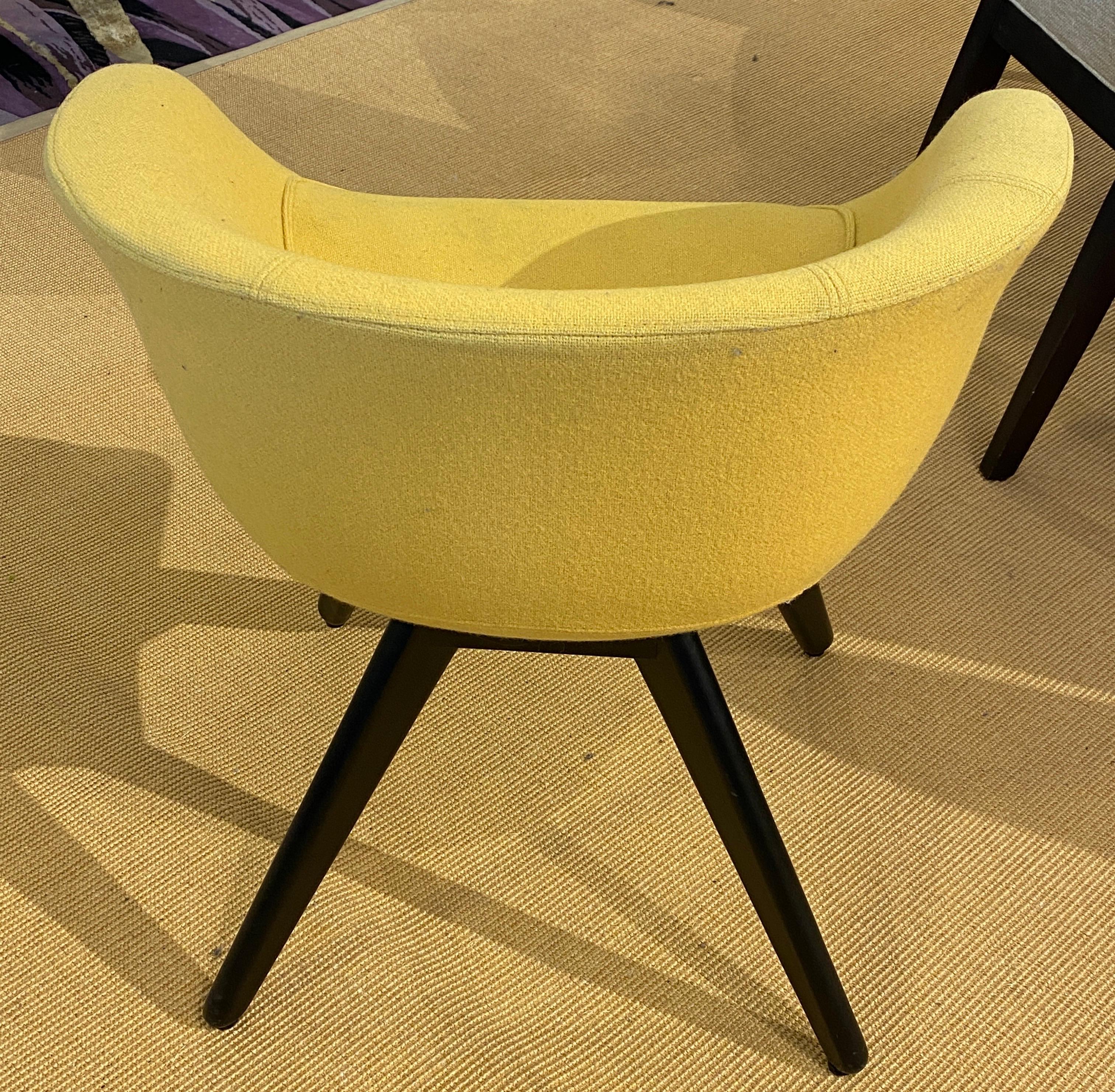 Contemporary Set of 6 Tom Dixon Custom Upholstered Yellow Scoop Chairs