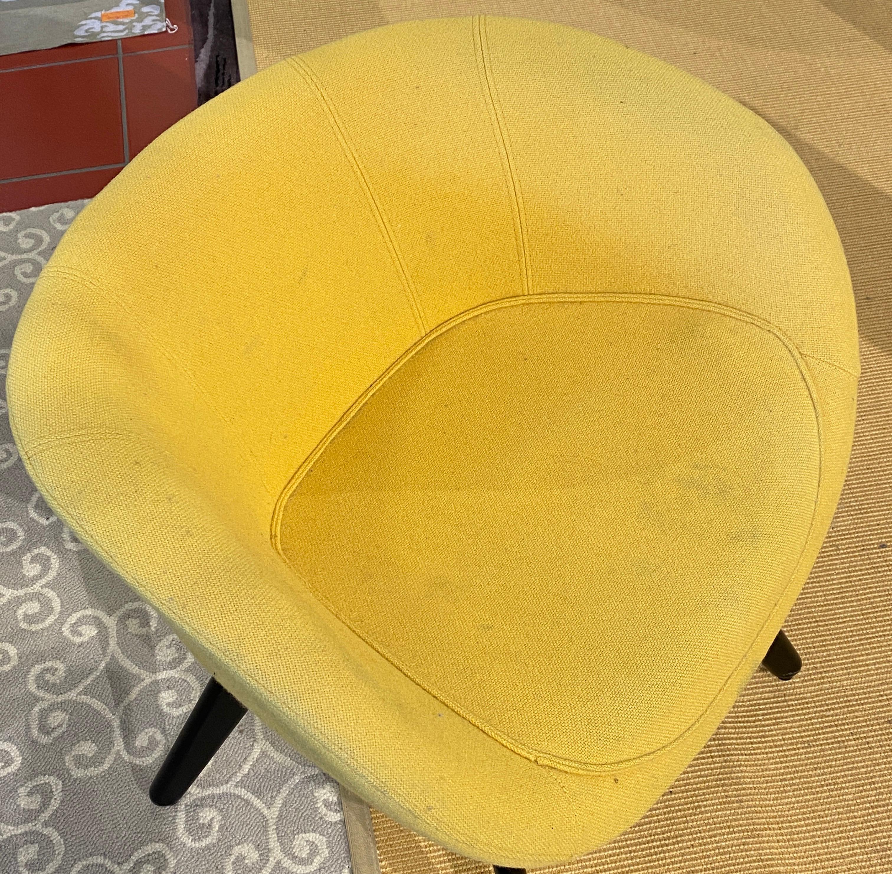Fabric Set of 6 Tom Dixon Custom Upholstered Yellow Scoop Chairs