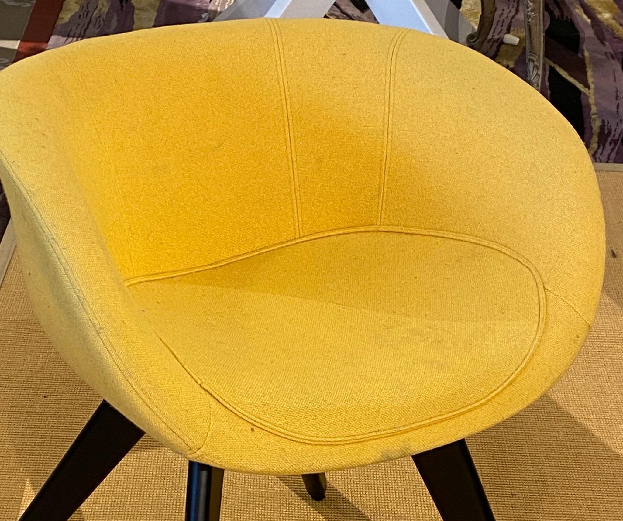 Set of 6 Tom Dixon Custom Upholstered Yellow Scoop Chairs 3