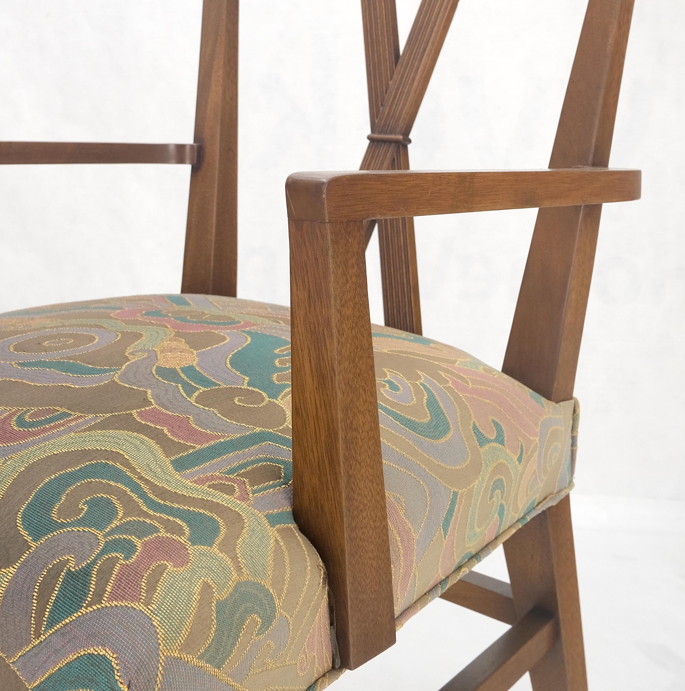 Set of 6 Tommy Parzinger Light Walnut Dining Chairs Lenor Larsen Upholstery MINT For Sale 3