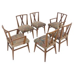 Set of 6 Tommy Parzinger Light Walnut Dining Chairs Lenor Larsen Upholstery MINT