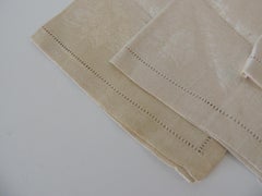 Set of '6' Tone-on-Tone Beige Floral Damask Napkins