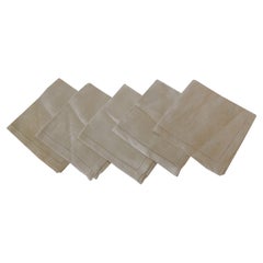 Vintage Set of '6' Tone-on-Tone Beige Floral Damask Napkins