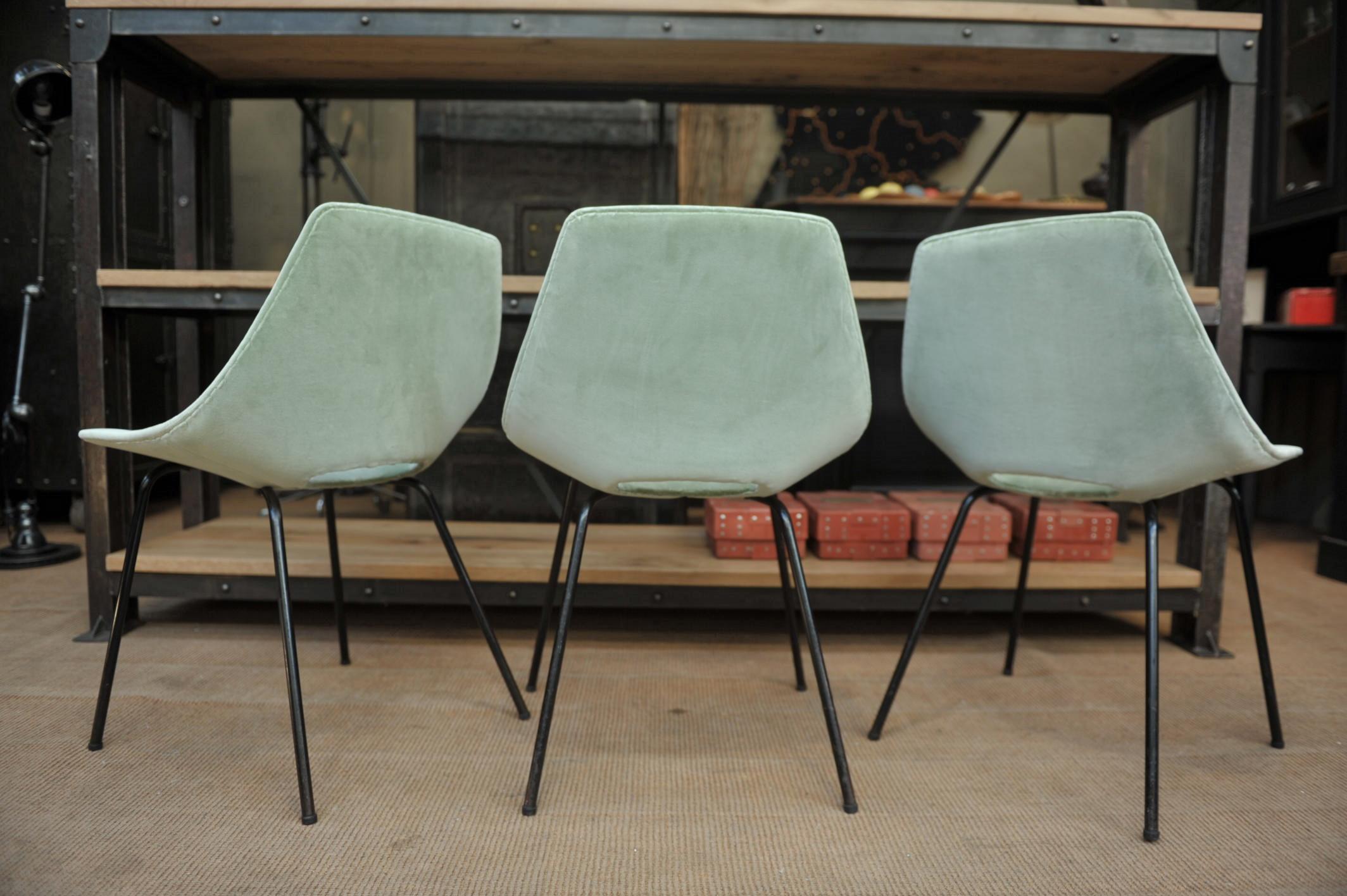Set of 6 Tonneau Chairs by Pierre Guariche for Steiner, 1954 For Sale 5