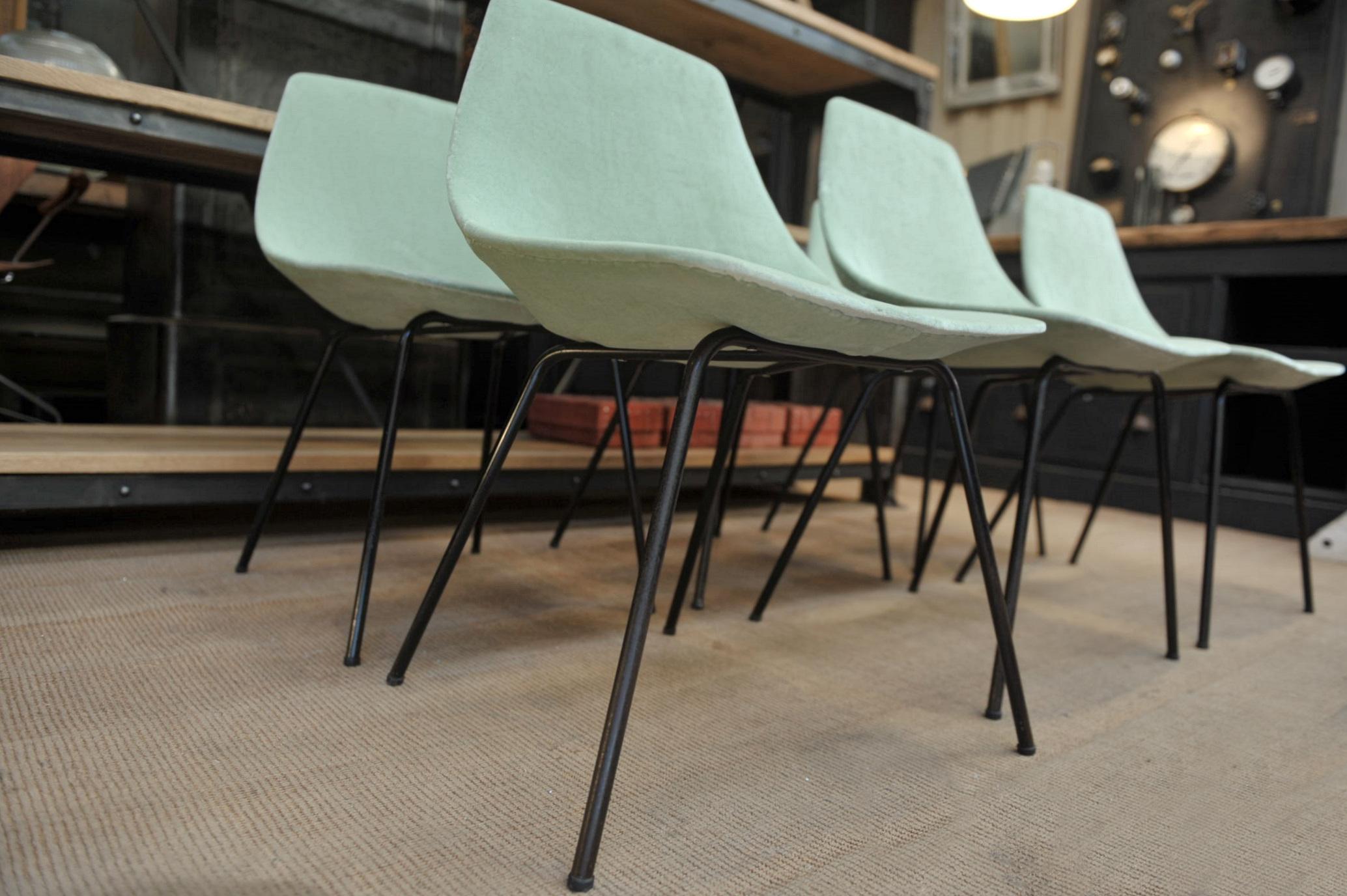 Set of 6 Tonneau Chairs by Pierre Guariche for Steiner, 1954 In Good Condition For Sale In Roubaix, FR