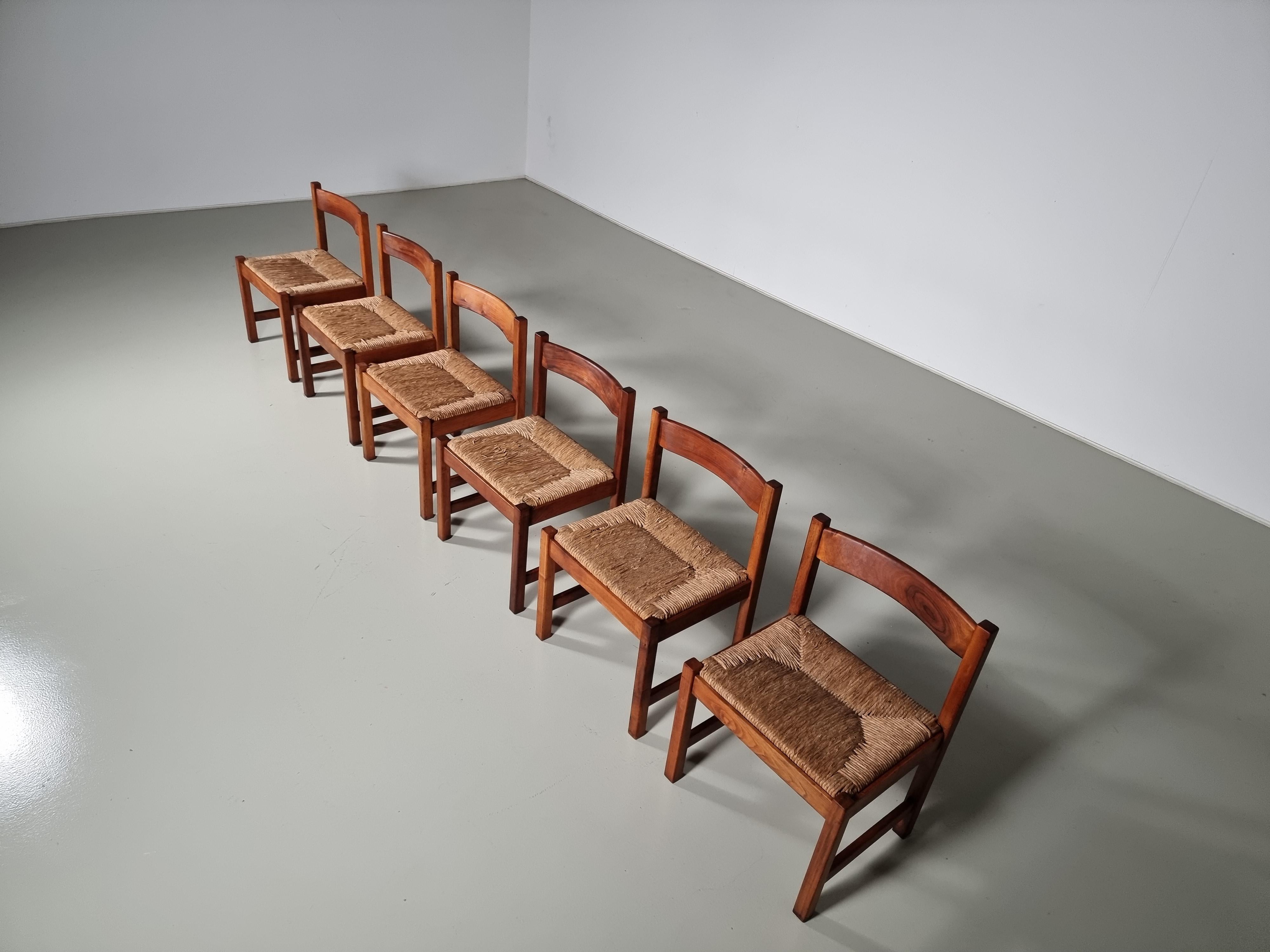Européen Ensemble de 6 chaises Torbecchia de Giovanni Michelucci pour Poltronova, années 1960 en vente