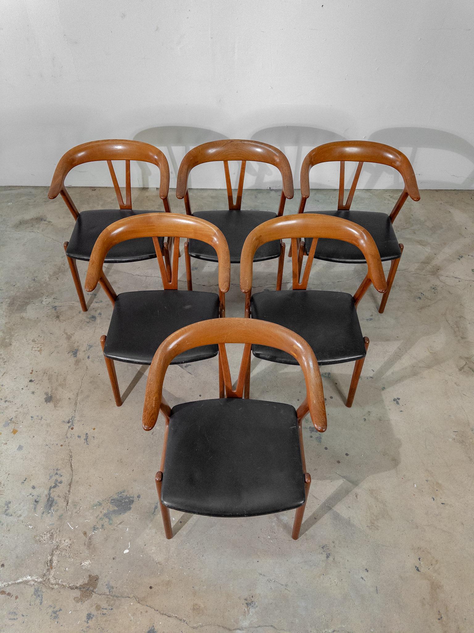 Set of 6 Torbjorn Afdal Norwegian Dining Chairs In Good Condition For Sale In Houston, TX
