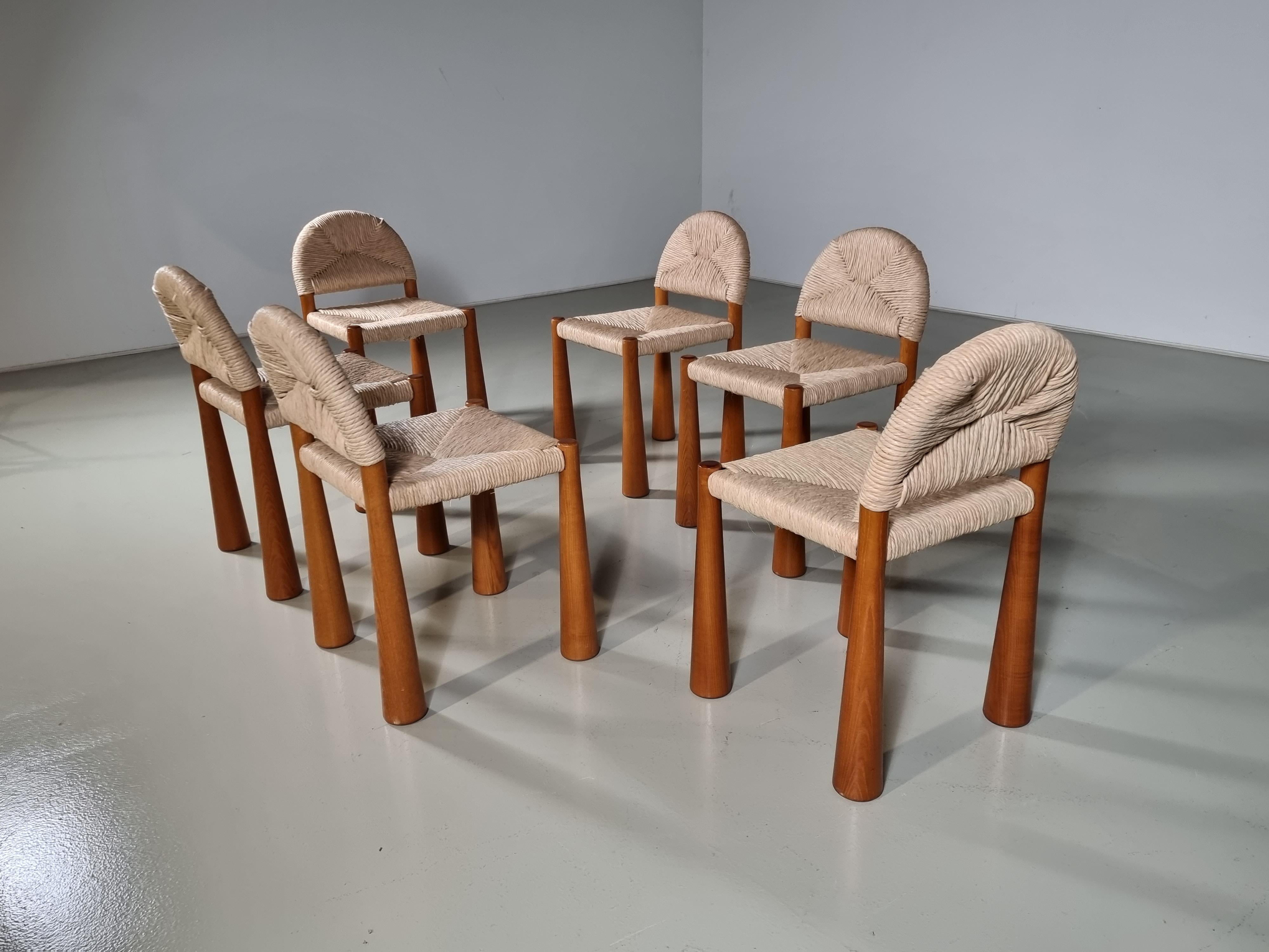 Set of 6 Toscanolla Dining Chairs by Alessandro Becchi for Giovanetti, 1970s In Good Condition In amstelveen, NL