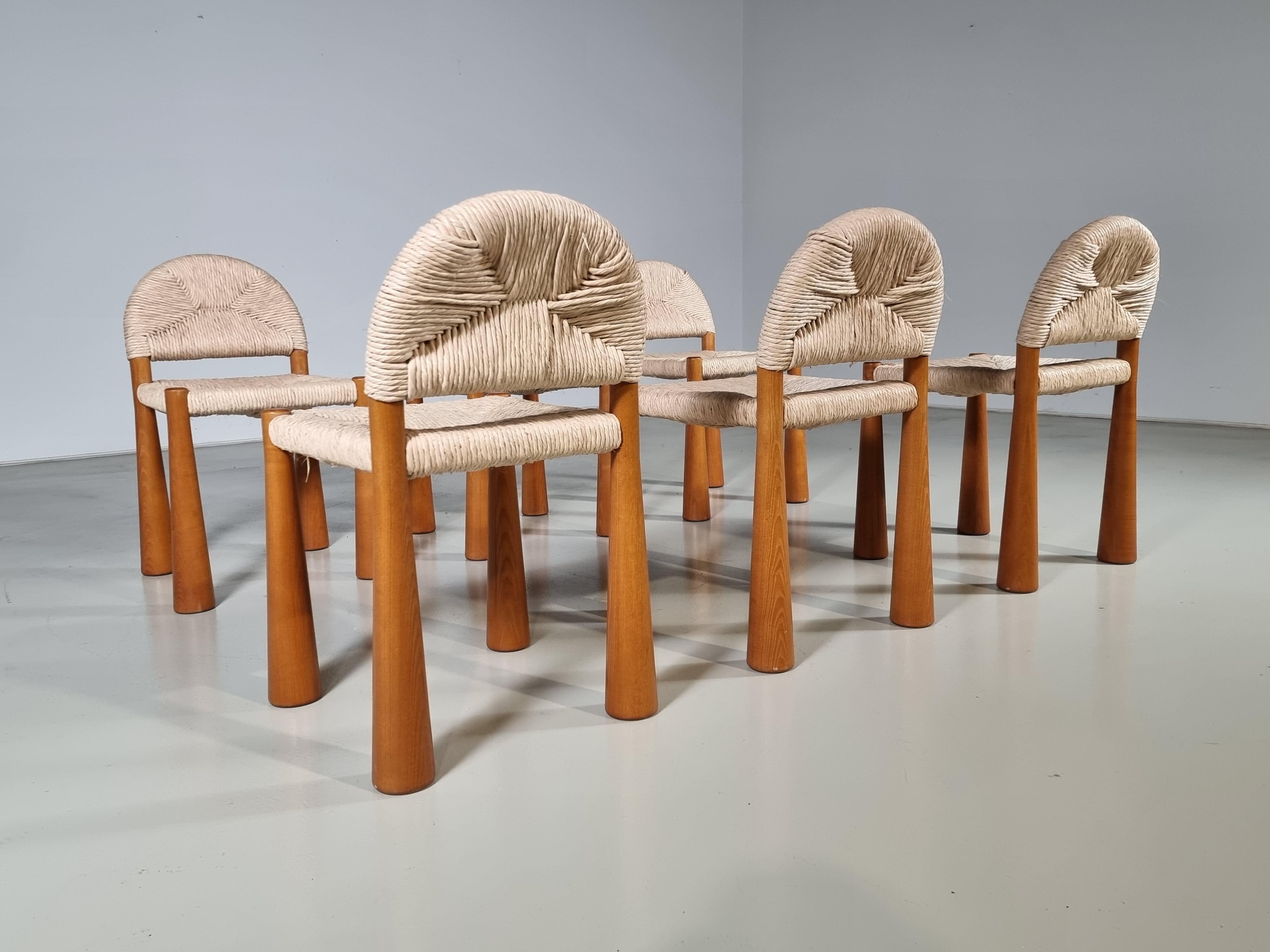Late 20th Century Set of 6 Toscanolla Dining Chairs by Alessandro Becchi for Giovanetti, 1970s